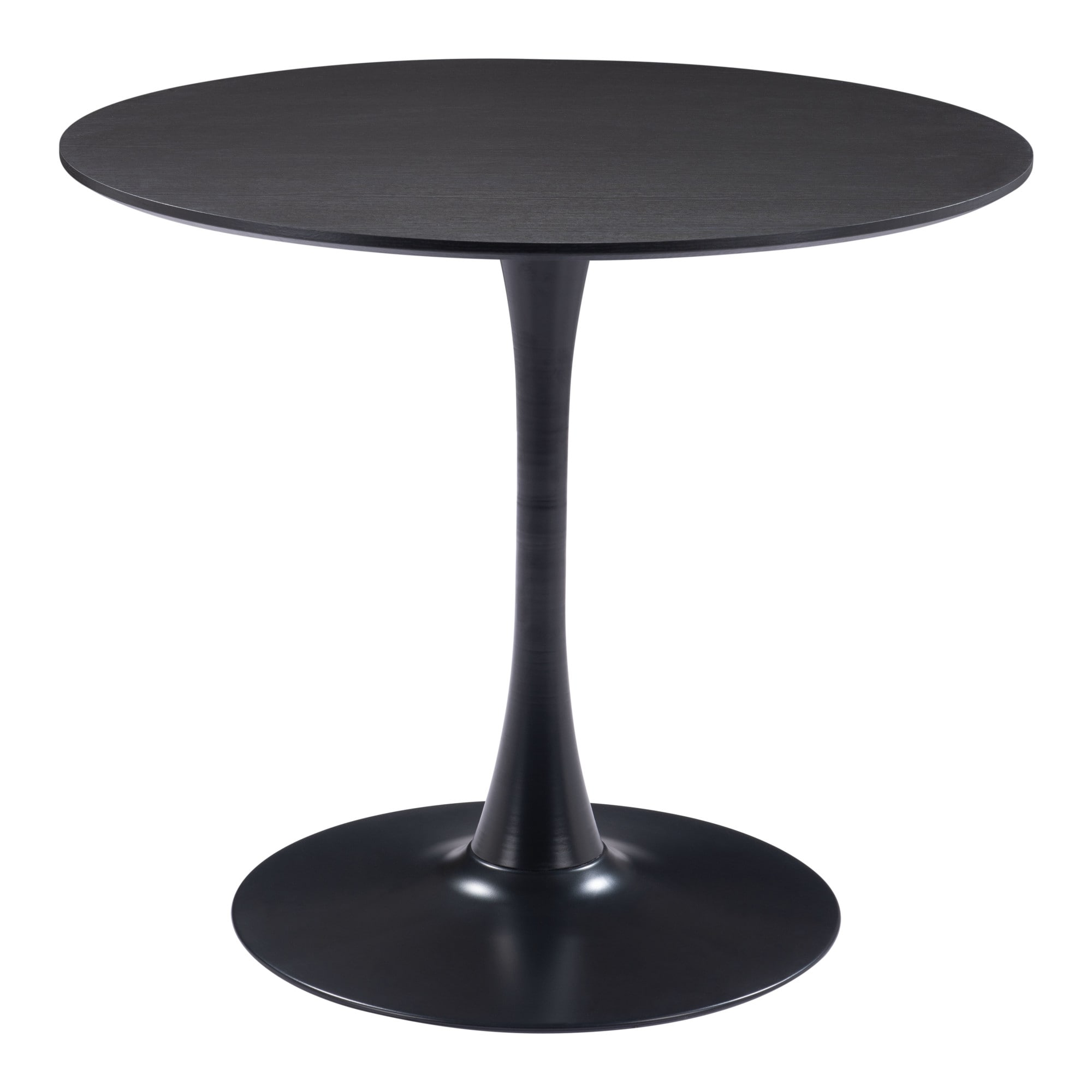 ZUO 109558 Black Round Contemporary/Modern Dining Table, Composite with Powder Coated Metal Pedestal Base 35.4-Inches L x 30.3-Inches H