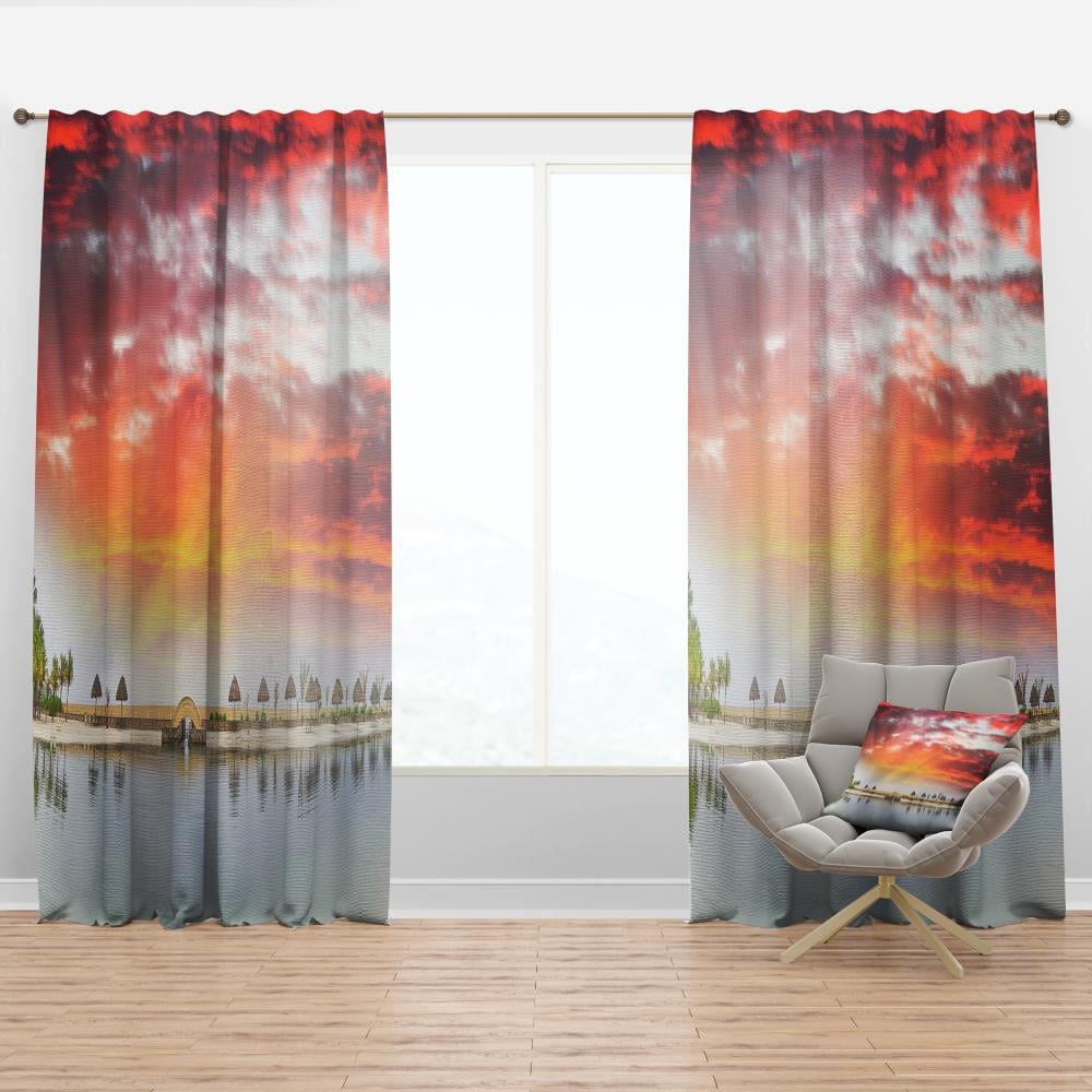 Designart CTN9705-52-90 90-Inches Red Room darkening Thermal lined Rod pocket Single curtain panel