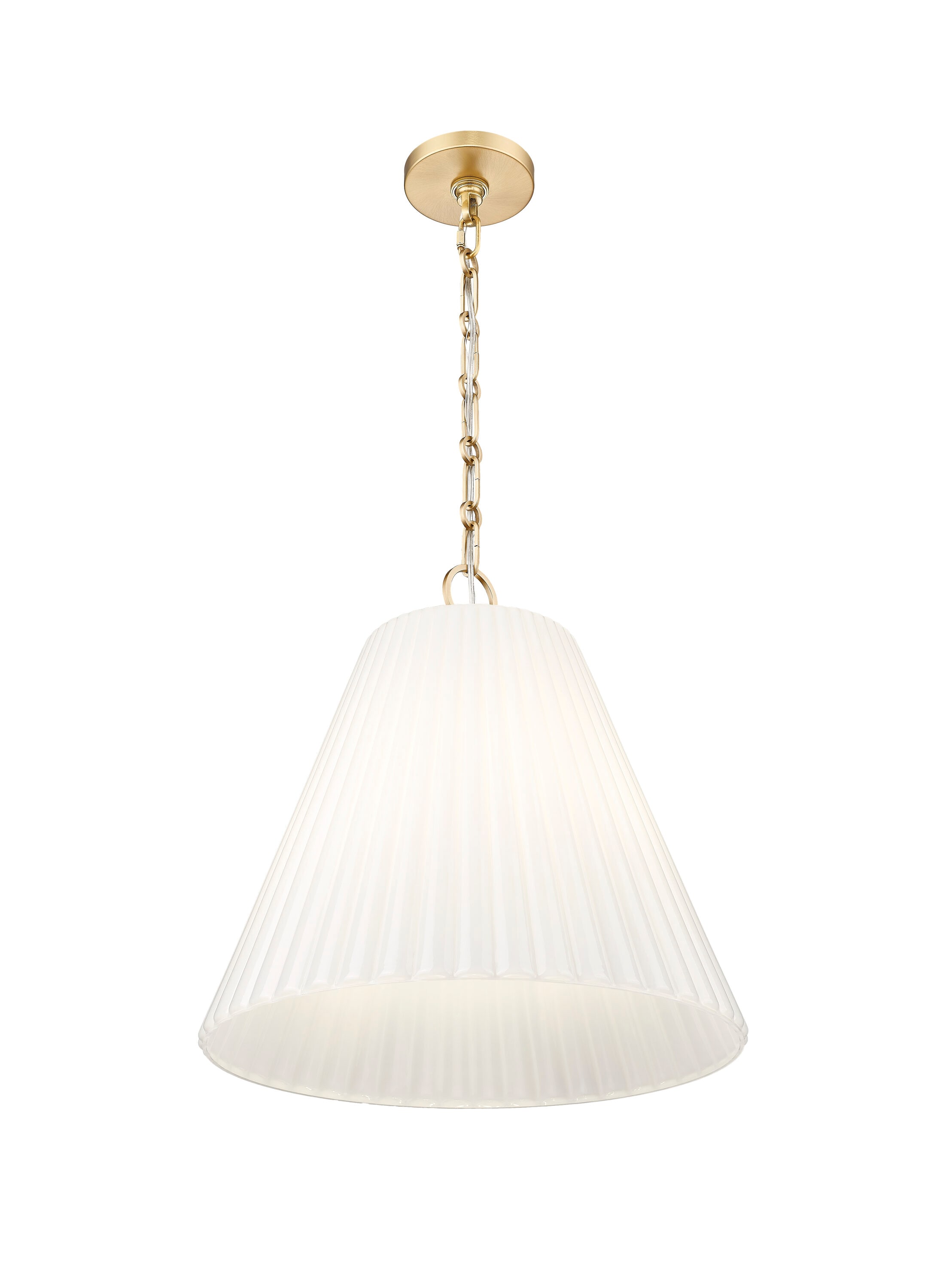 Modern Gold 18" Glass and Steel 3-Light Pendant