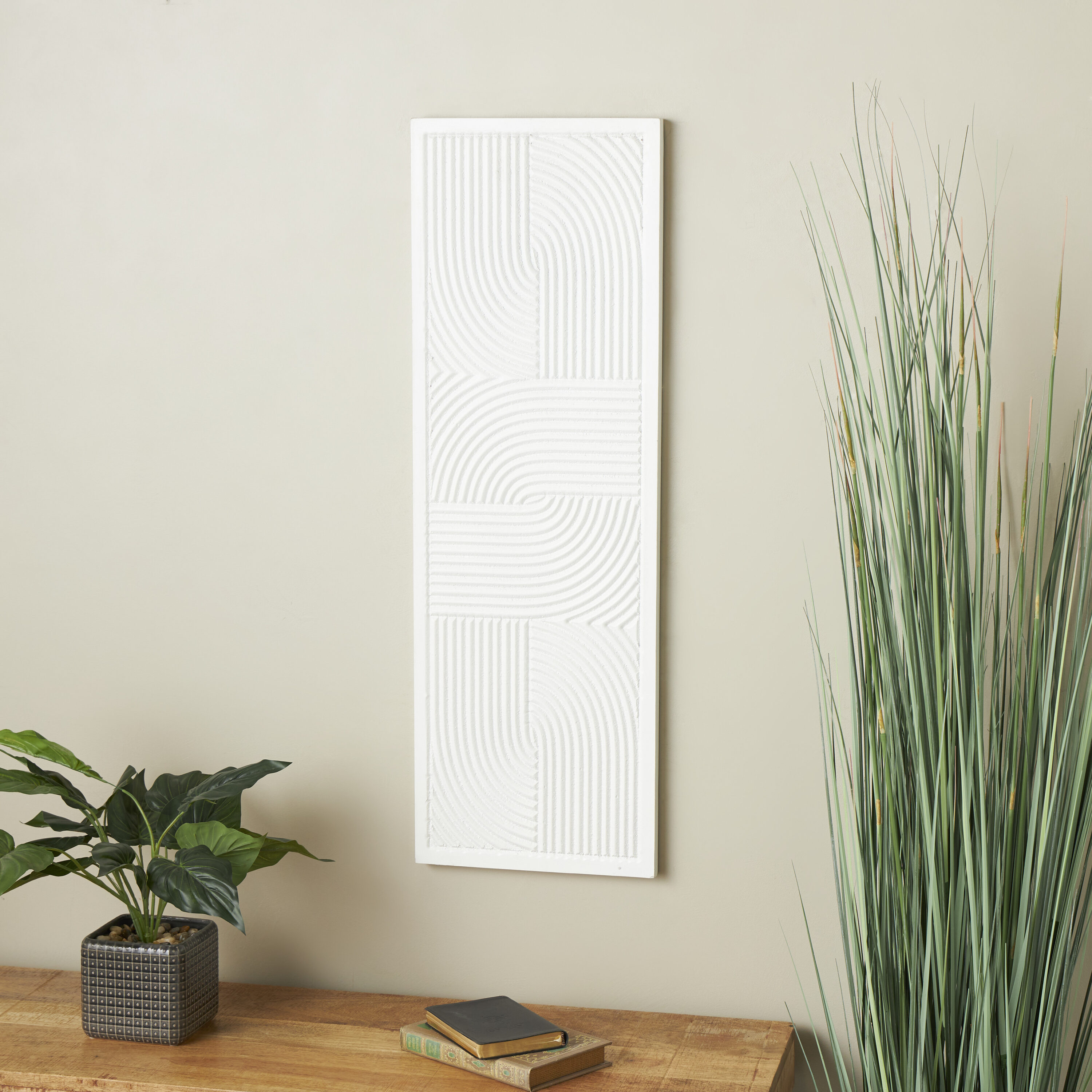 CosmoLiving by Cosmopolitan 821721 12-Inches W x 36-Inches H Wood Looped Sand Art Abstract Wall sculpture