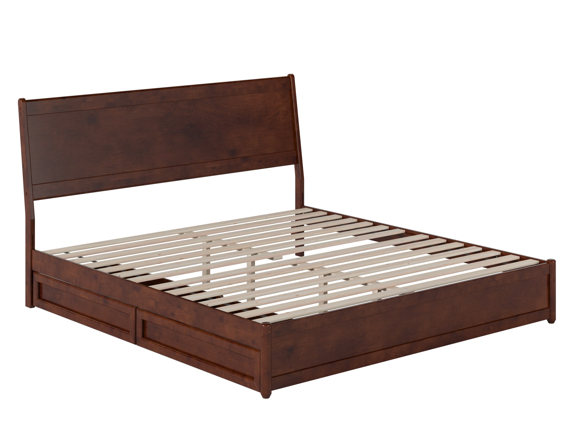 Casanova Dark Walnut King Wood Platform Bed with Storage Drawers