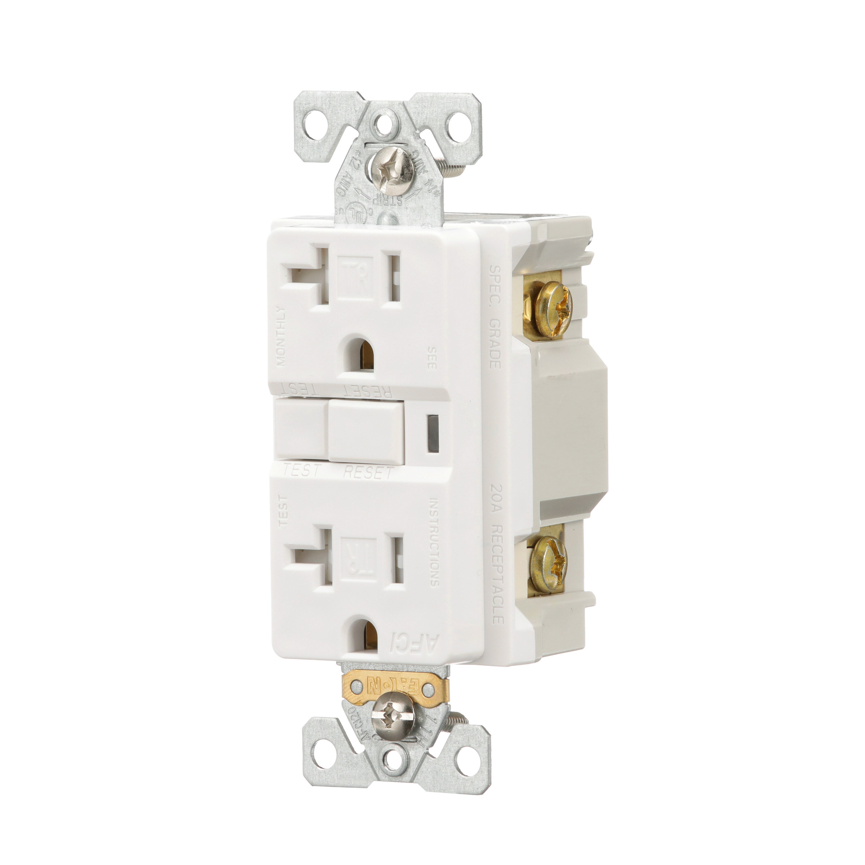Eaton 20-Amp 125-Volt Tamper Resistant AFCI Residential/Commercial  Decorator Outlet, White in the Electrical Outlets department at