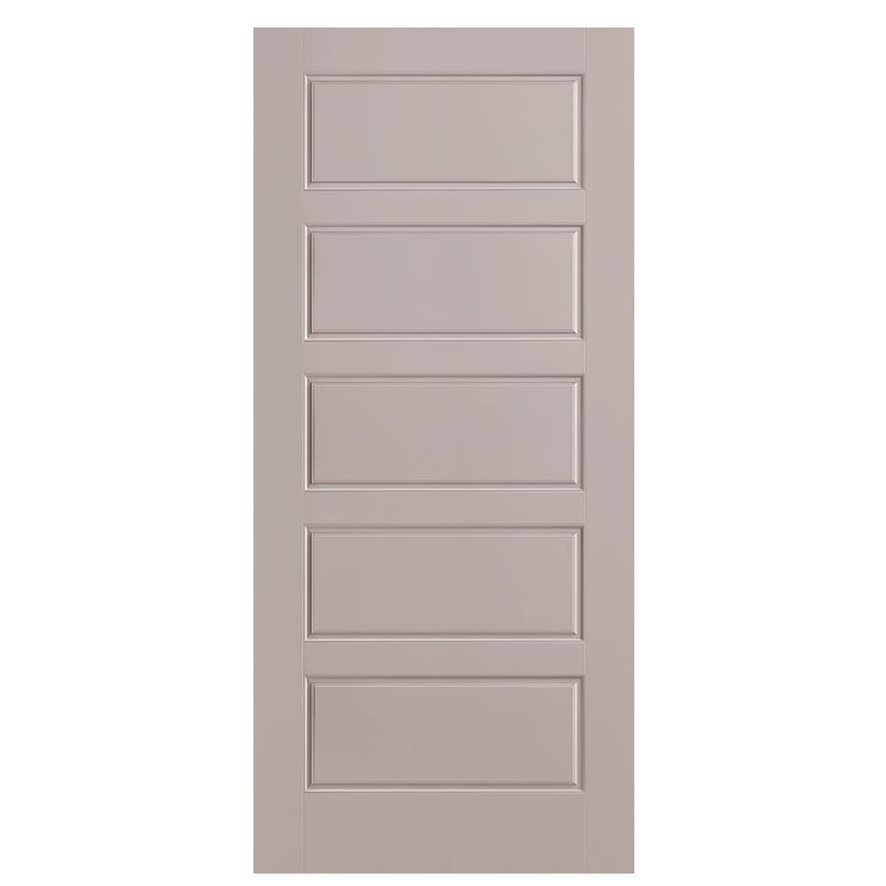 Masonite 1443878 Riverside 36-in x 80-in Driftwood 5-panel equal Smooth Hollow core Prefinished Molded composite Slab Door