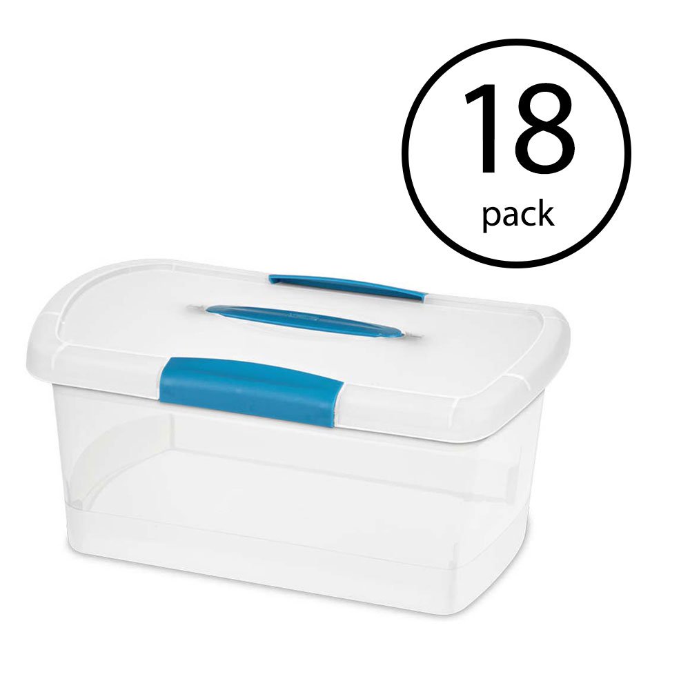 Sterilite 18 Quart Clear Plastic Storage Bin with White Latch Lid, 6 Pack