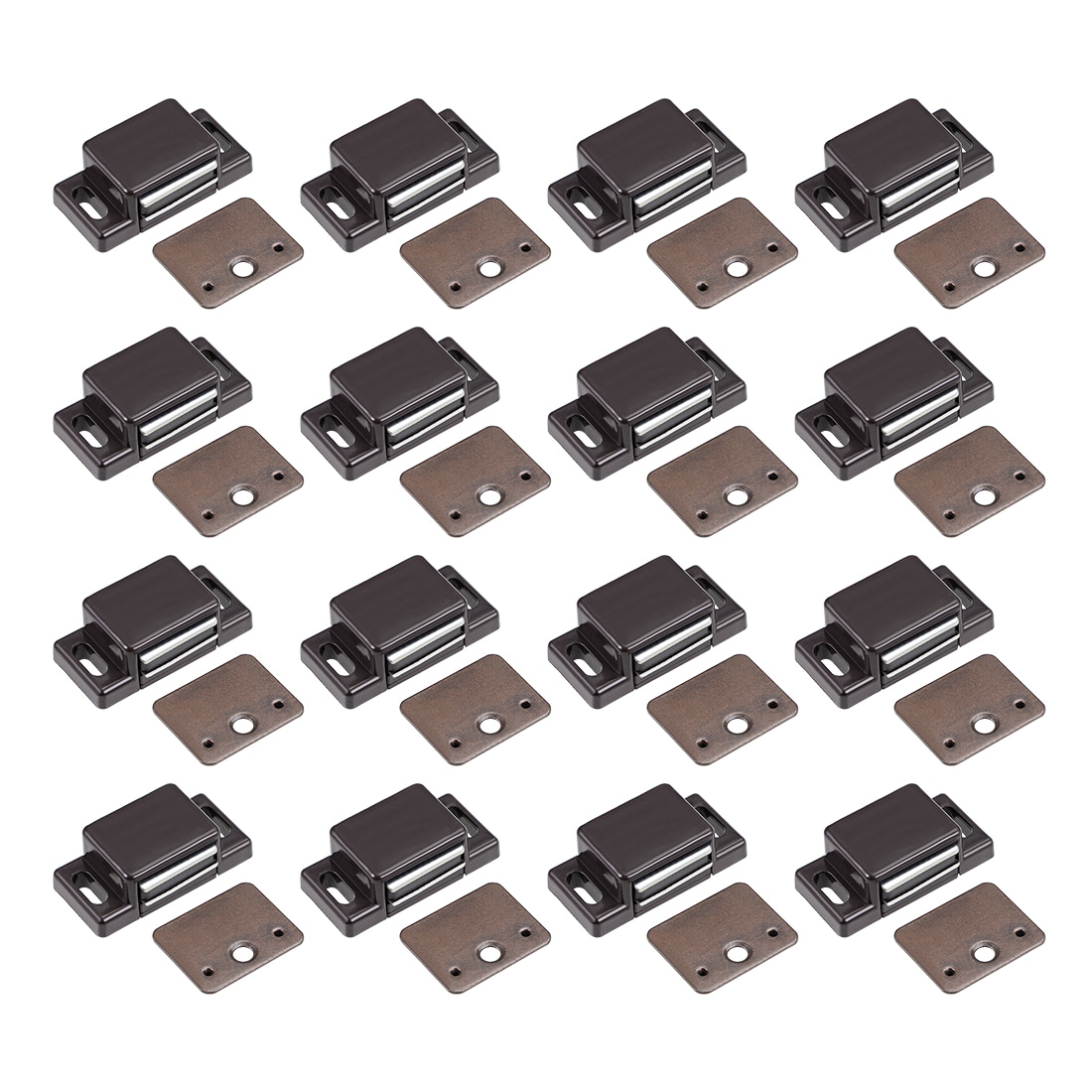 Unique Bargains Magnetic Cabinet Door Latches Catch 1.6Inch Length for Cupboard Closet Brown 16pcs #S25093001UX9577