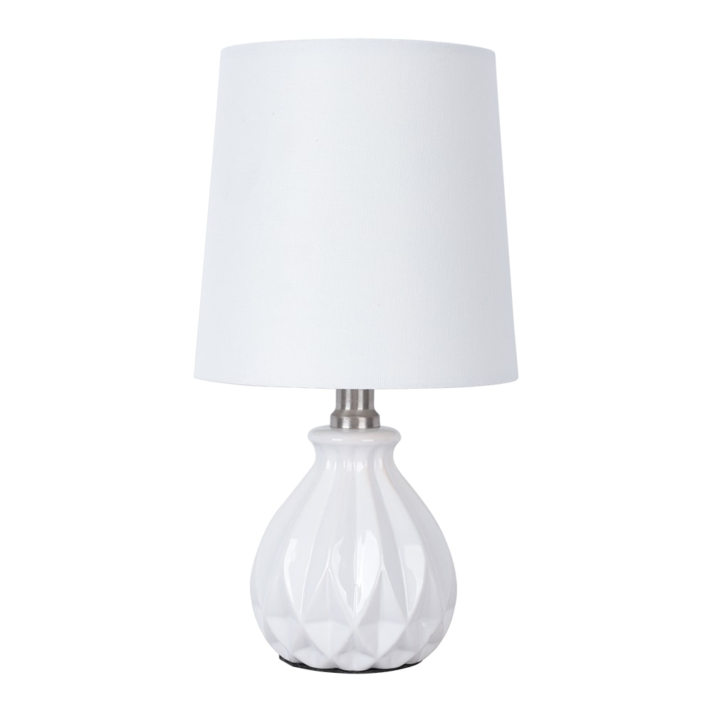 allen + roth 15.5-in Chrome Table Lamp with Fabric Shade in the