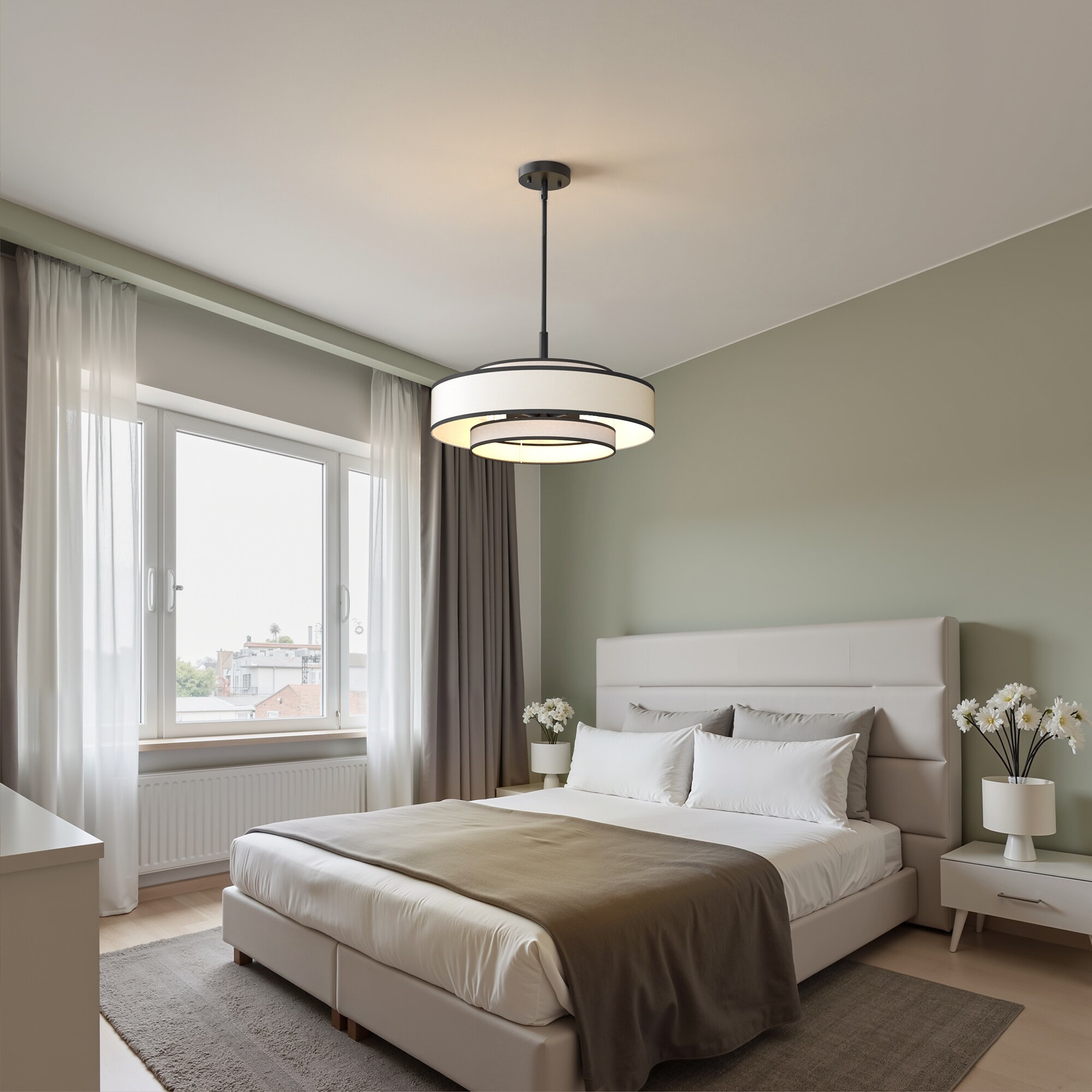 DORESshop 5 Light Black Modern Farmhouse Drum Chandelier with