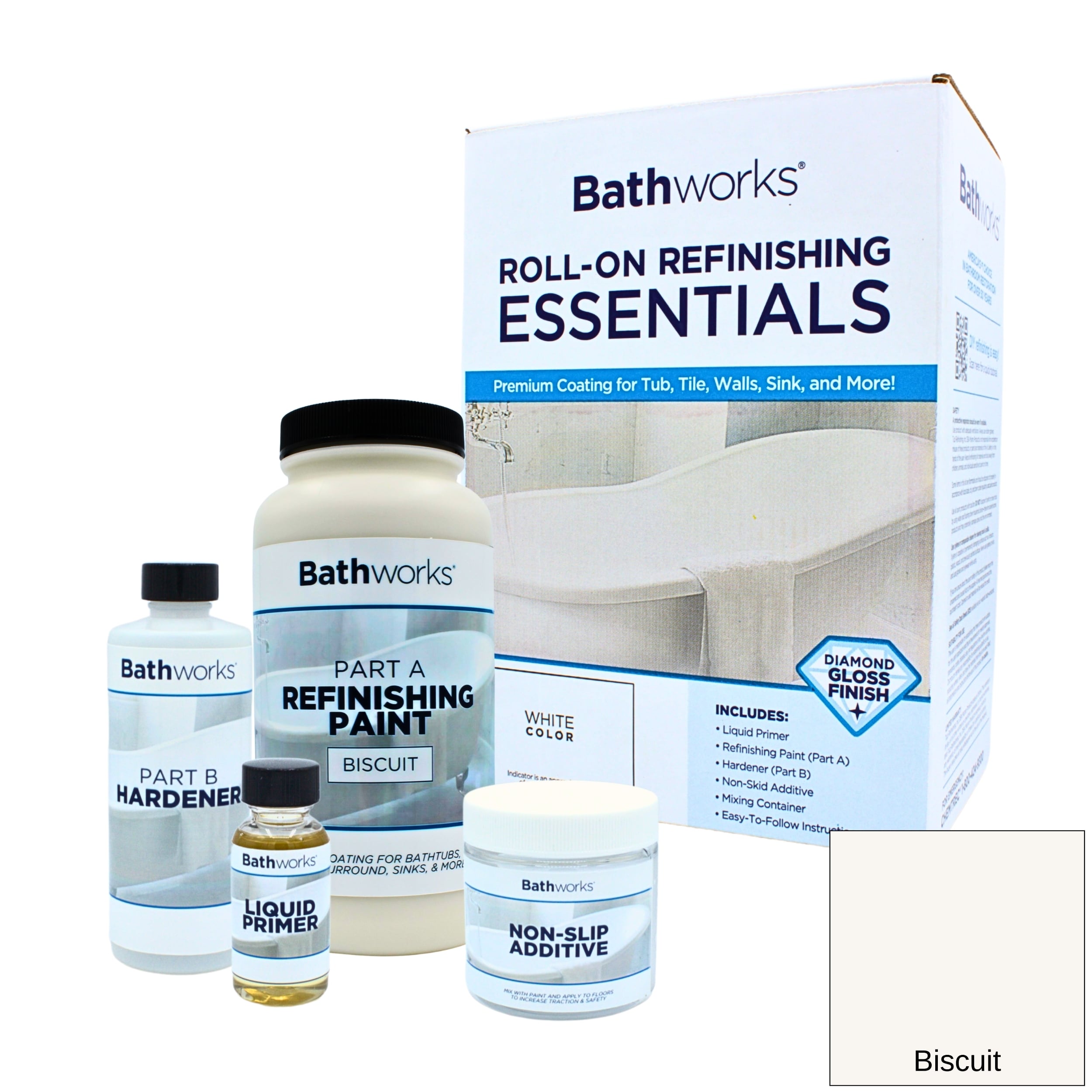 Bathworks BMRK-111 Biscuit High-gloss Anti-Skid Tub Tile Refinishing paint ( 1-pint )