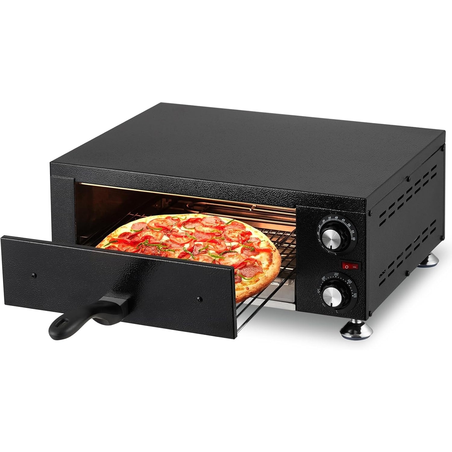 GAOMON - Countertop Electric Pizza Oven 1100W 12 Inch Stainless Pizza Maker Dual Heat Timer 110V ...