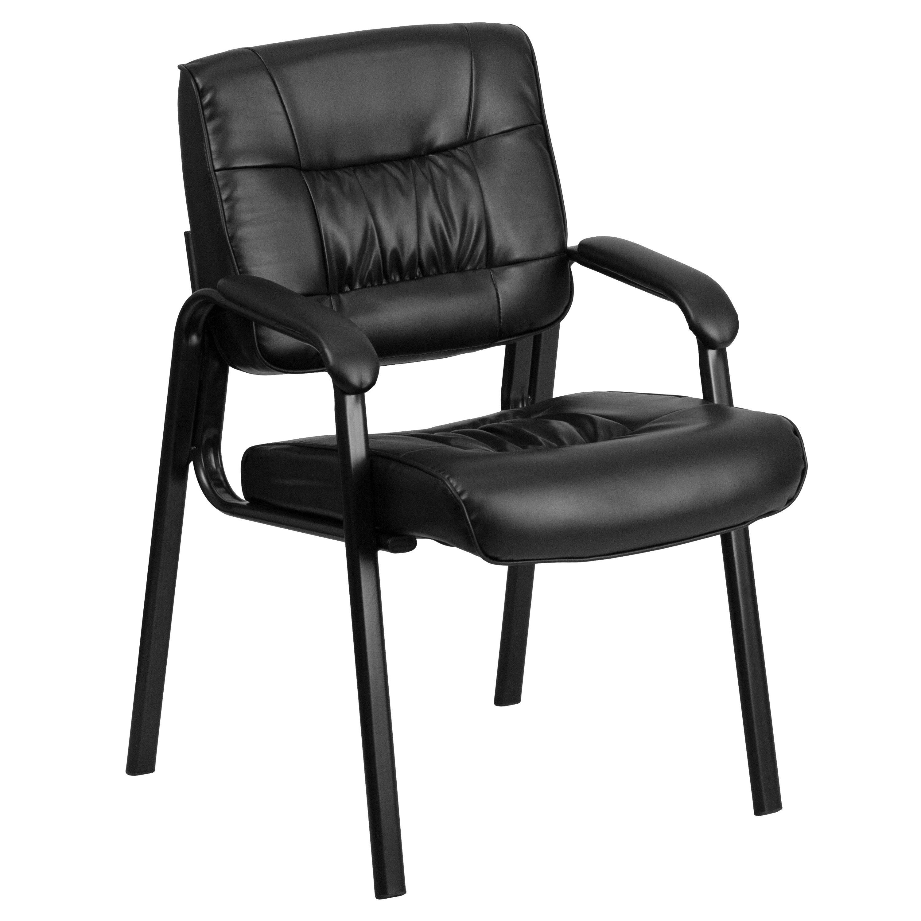 Flash Furniture BT-1404-GG Leather Guest/Reception Chair with Black Frame Finish