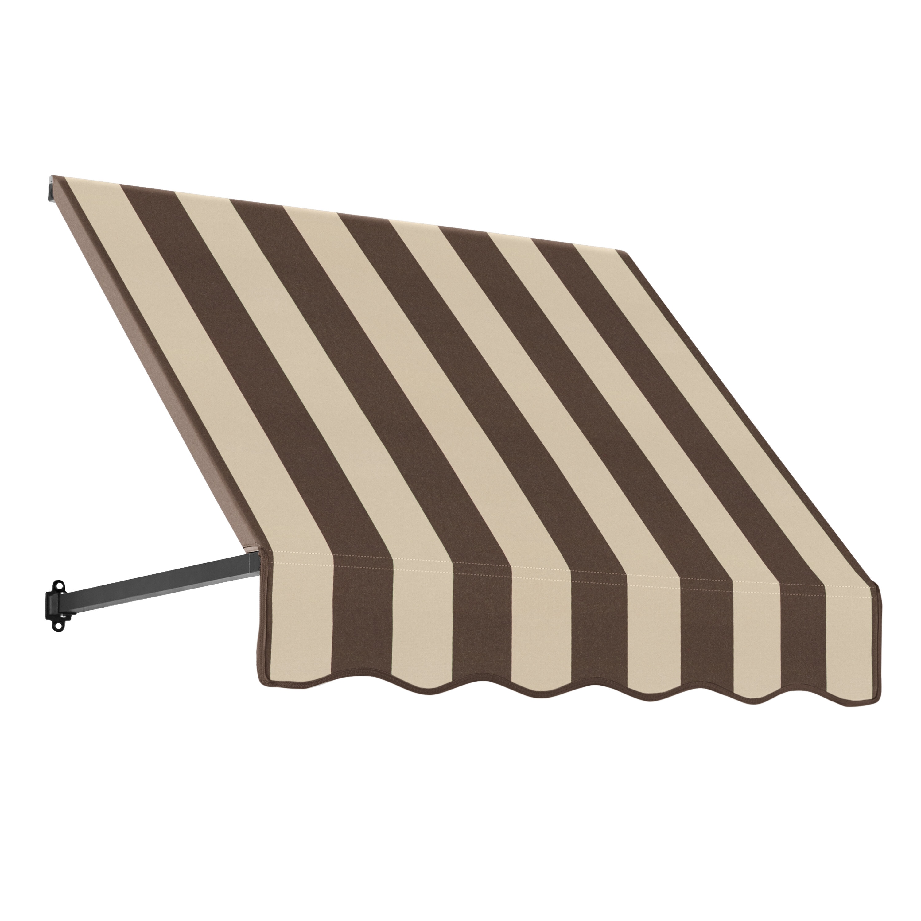 Awntech ER1030-L-3BRNT Dallas Retro 40.5-in Wide x 30-in Projection x 16-in Height Fabric Brown/Tan Stripe Striped Fixed Window/Door Awning