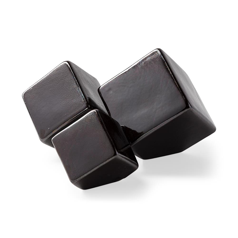 Mercana 68620 6.4961-in Black Geometric Ceramic Cubes Tabletop Decoration