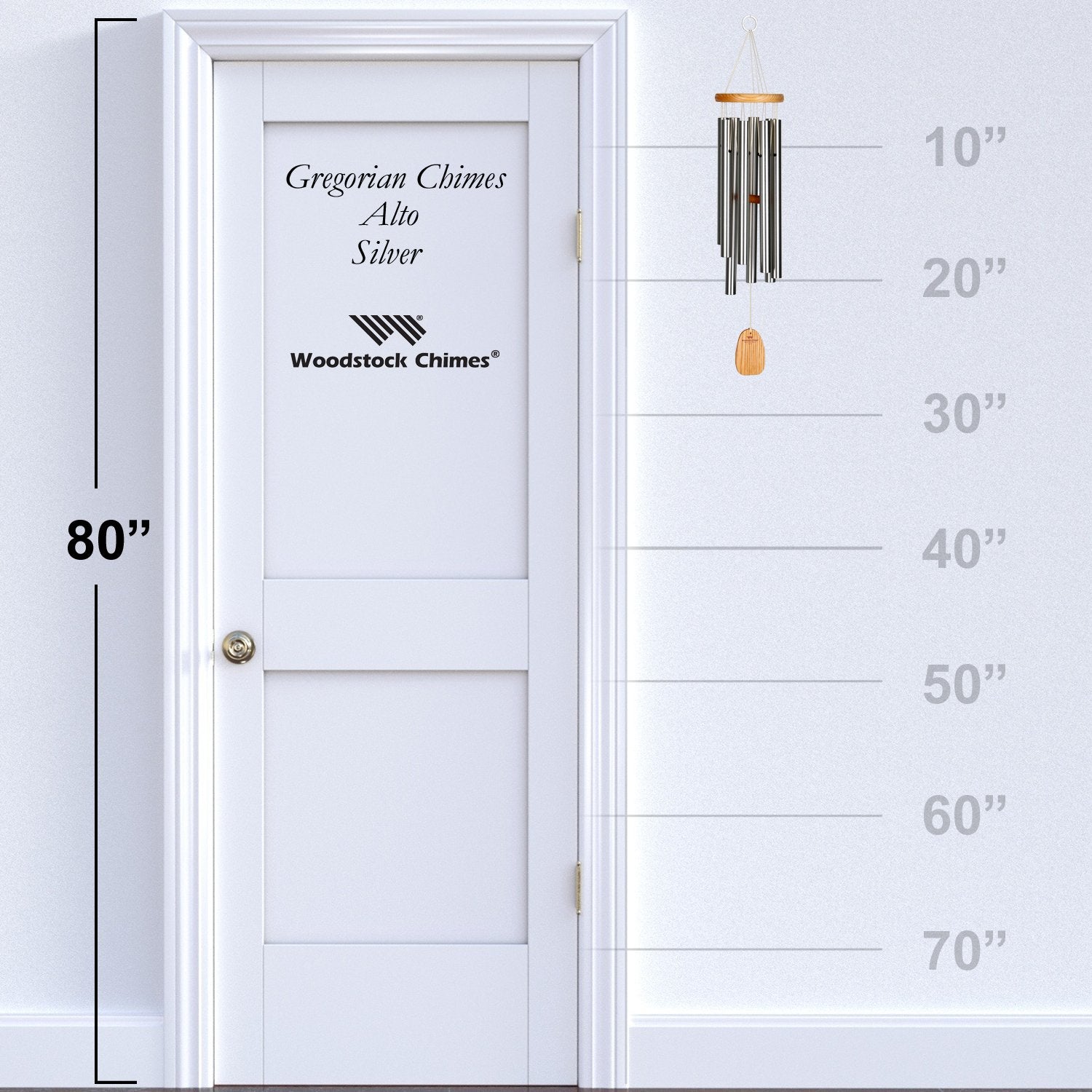 27-Inch Silver Aluminum Gregorian Wind Chime