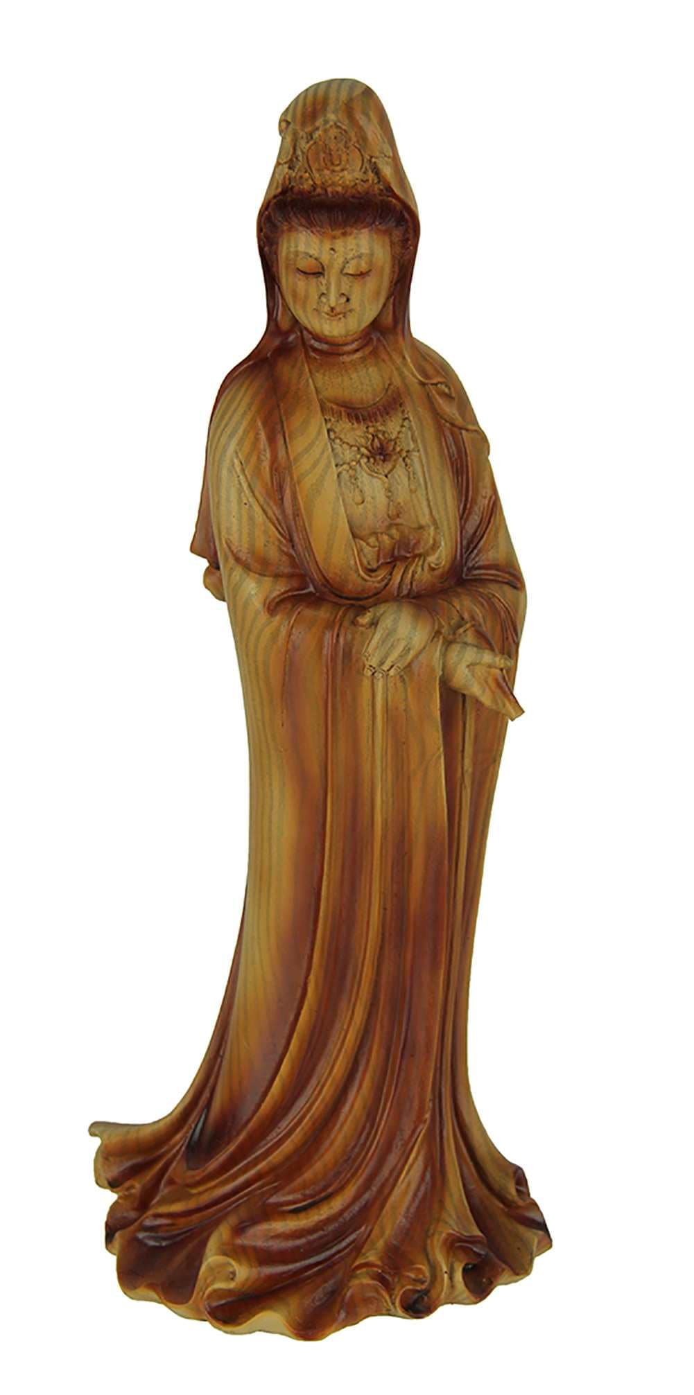 Things2Die4 65-AK-88 Guanyin Goddess of Mercy Faux Carved Wood Look Statue