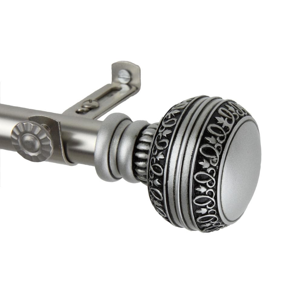 Hart & Harlow L4802-665 Faith 13/16-in 66-in to 120-in Satin nickel Steel Single curtain rod with Finials
