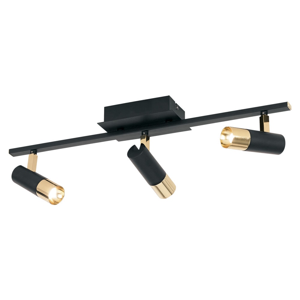 EGLO 39146A 22.83-in 3 -Light Black/Brass dimmable Integrated Transitional Linear Track Lighting Kit with Roundback Pivoting Heads
