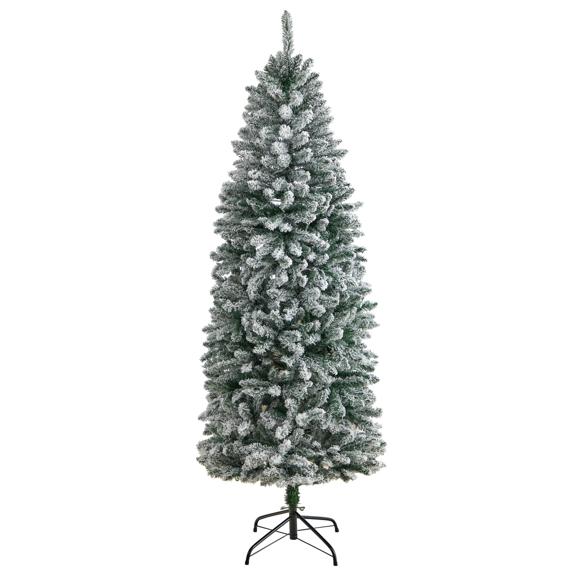Nearly Natural T4494 6-ft Fir Slim Flocked Artificial Christmas Tree