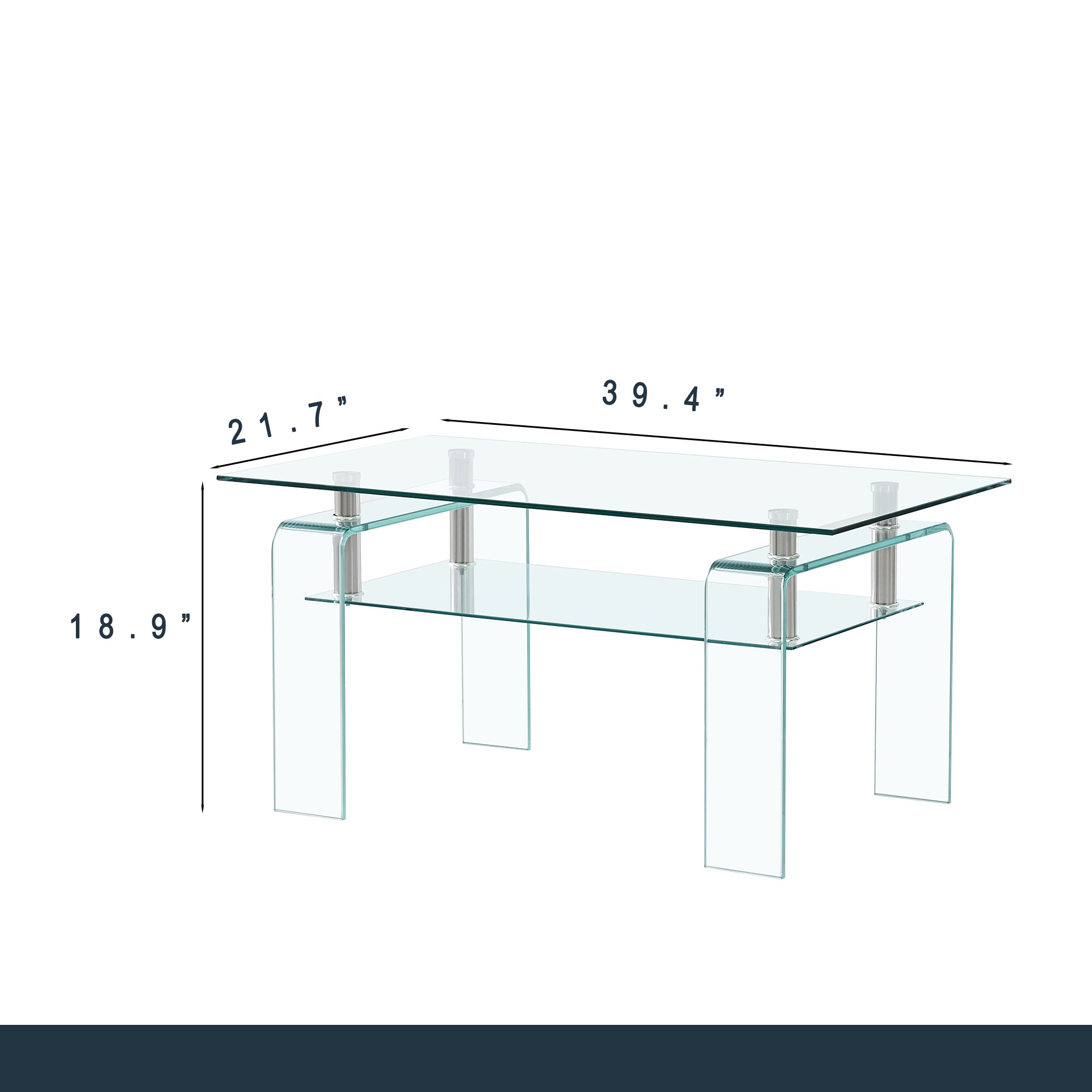 CASAINC Clear Glass Modern Coffee Table at Lowes.com