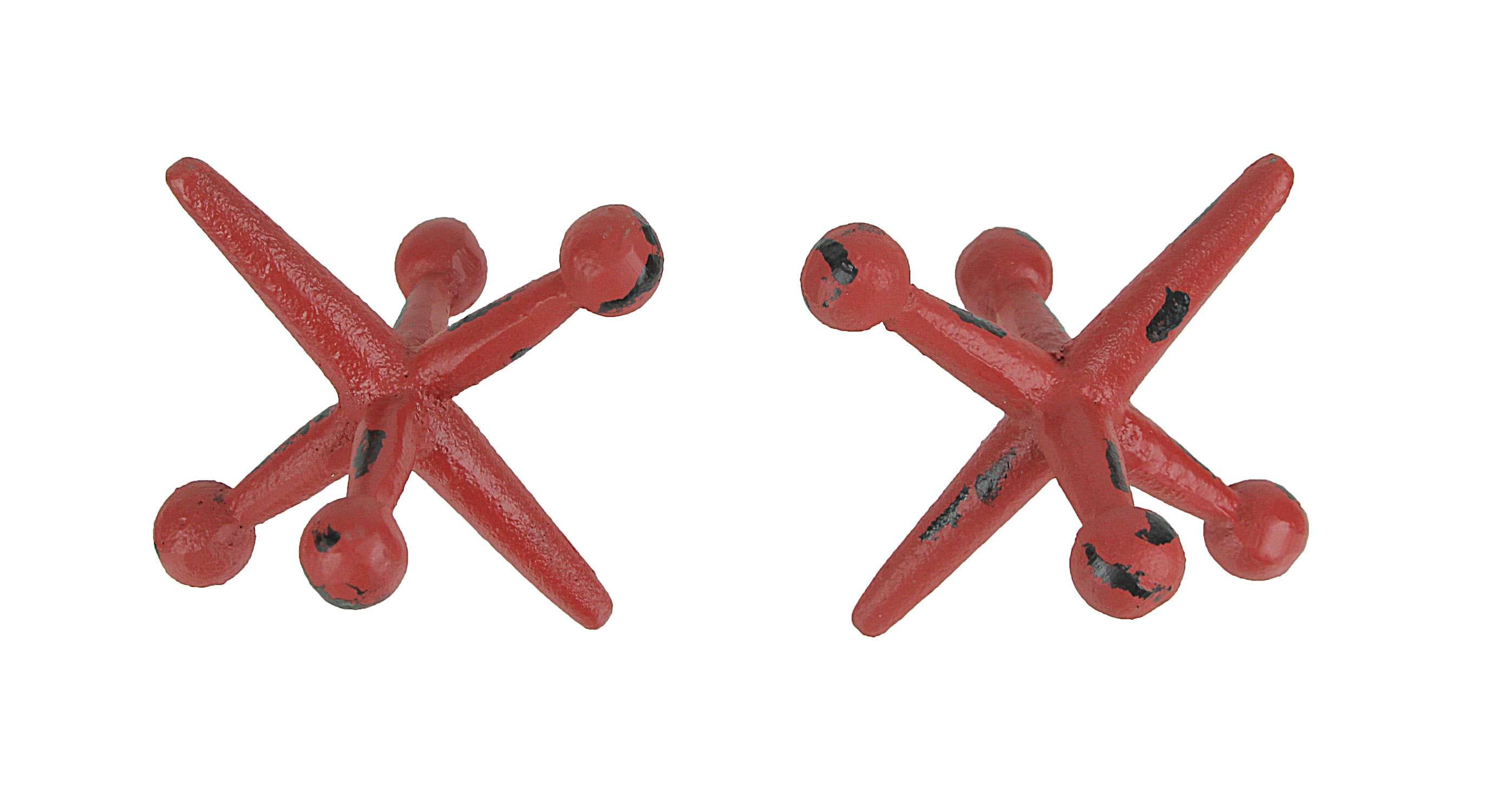 Zeckos ZKO-99042 Vintage-Inspired Red Enamel Finish Cast Iron Giant Toy Jack Bookends - Decorative Metal Sculptures for Home Office- Desk- or Bookshelf - 4.75 Inches Long