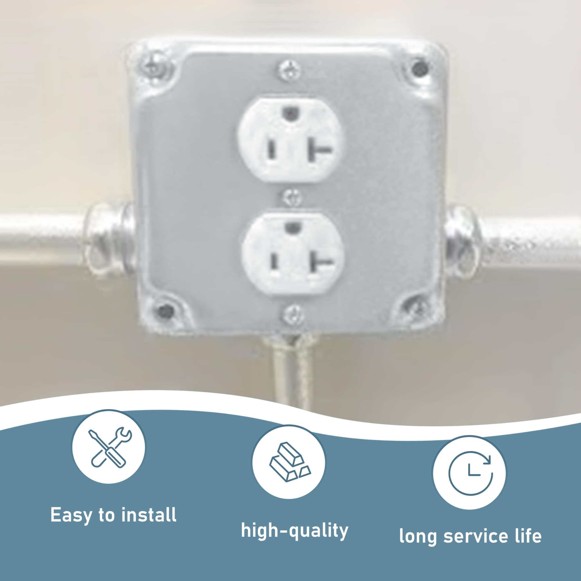 Phewnyzo 4 Inch Square Duplex Receptacle Electrical Box Cover 1/2 Inch ...