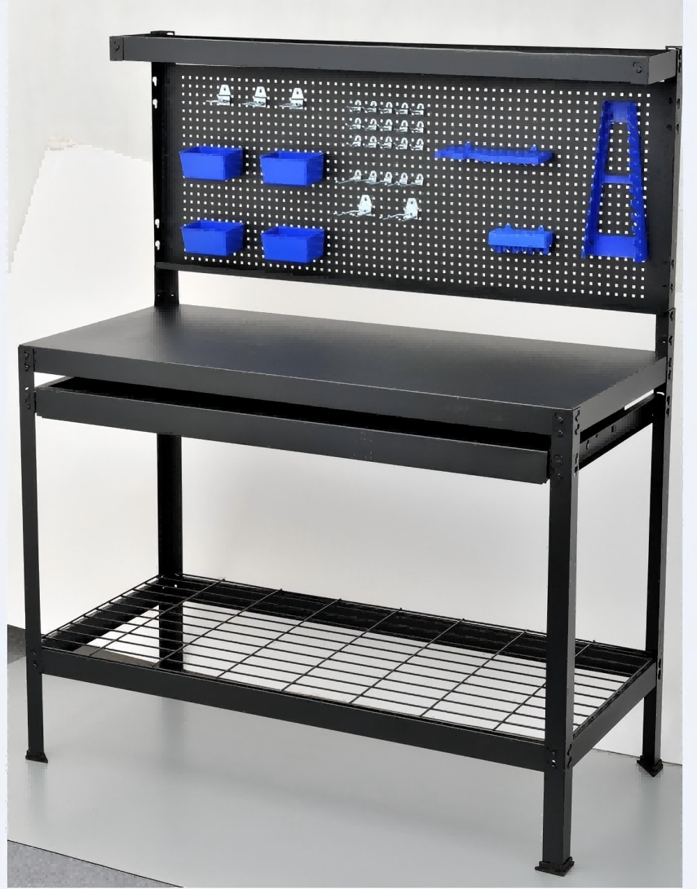 Siavonce XH60702 N/O 48-in L x 59-in H Black Steel Work Bench