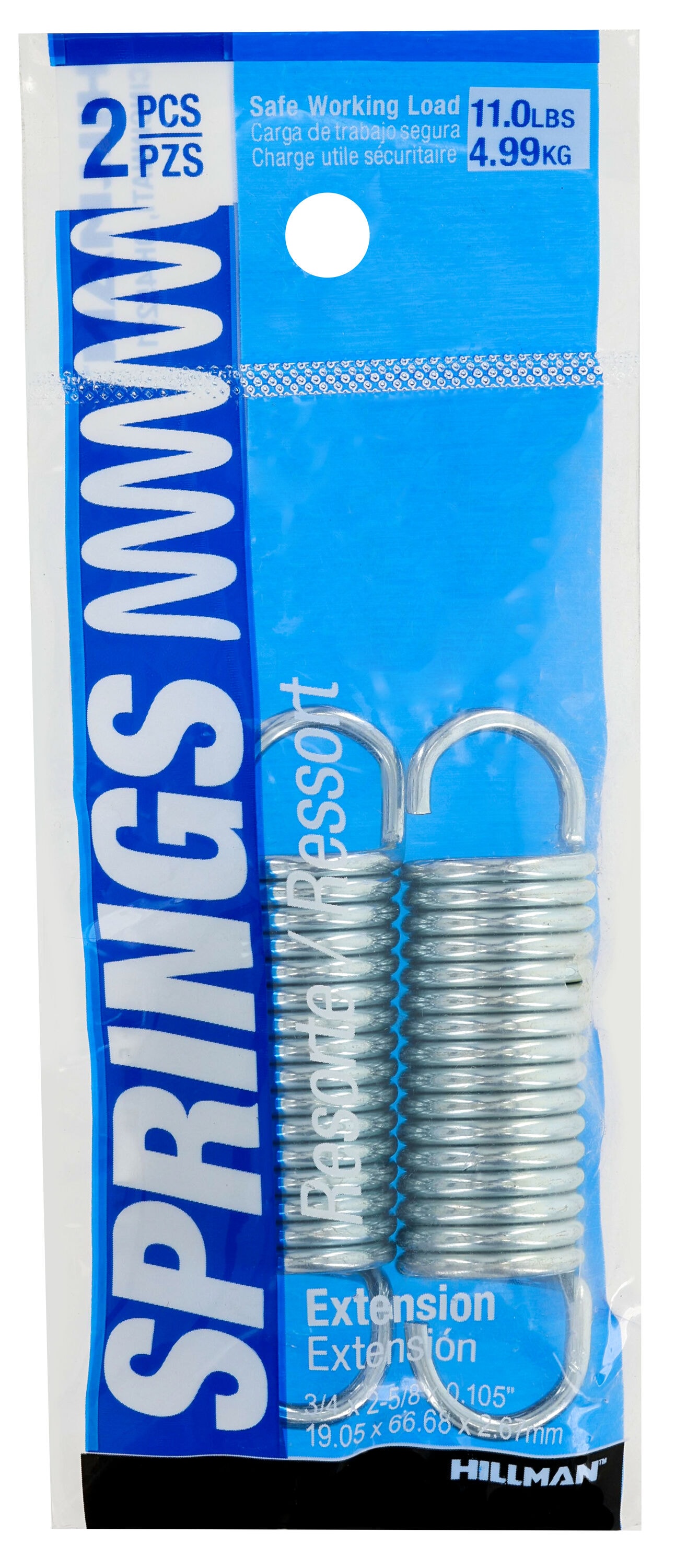 Hillman 543033 2 -Pack 2-3/5-in Zinc Gate extension spring
