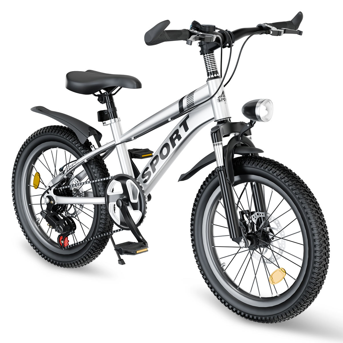 Wooakway 24 Inch Kids Mountain Bike 7 Speed Dual Disc Brake Front Shock Absorber Bicycle for 7 to 12 Years Old Boys Girls