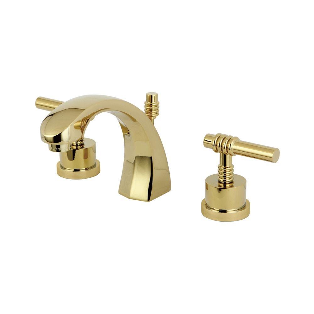 Elements of Design ES4982ML Milano Polished brass Widespread 2-handle Residential Handle Bathroom Sink Faucet with Drain