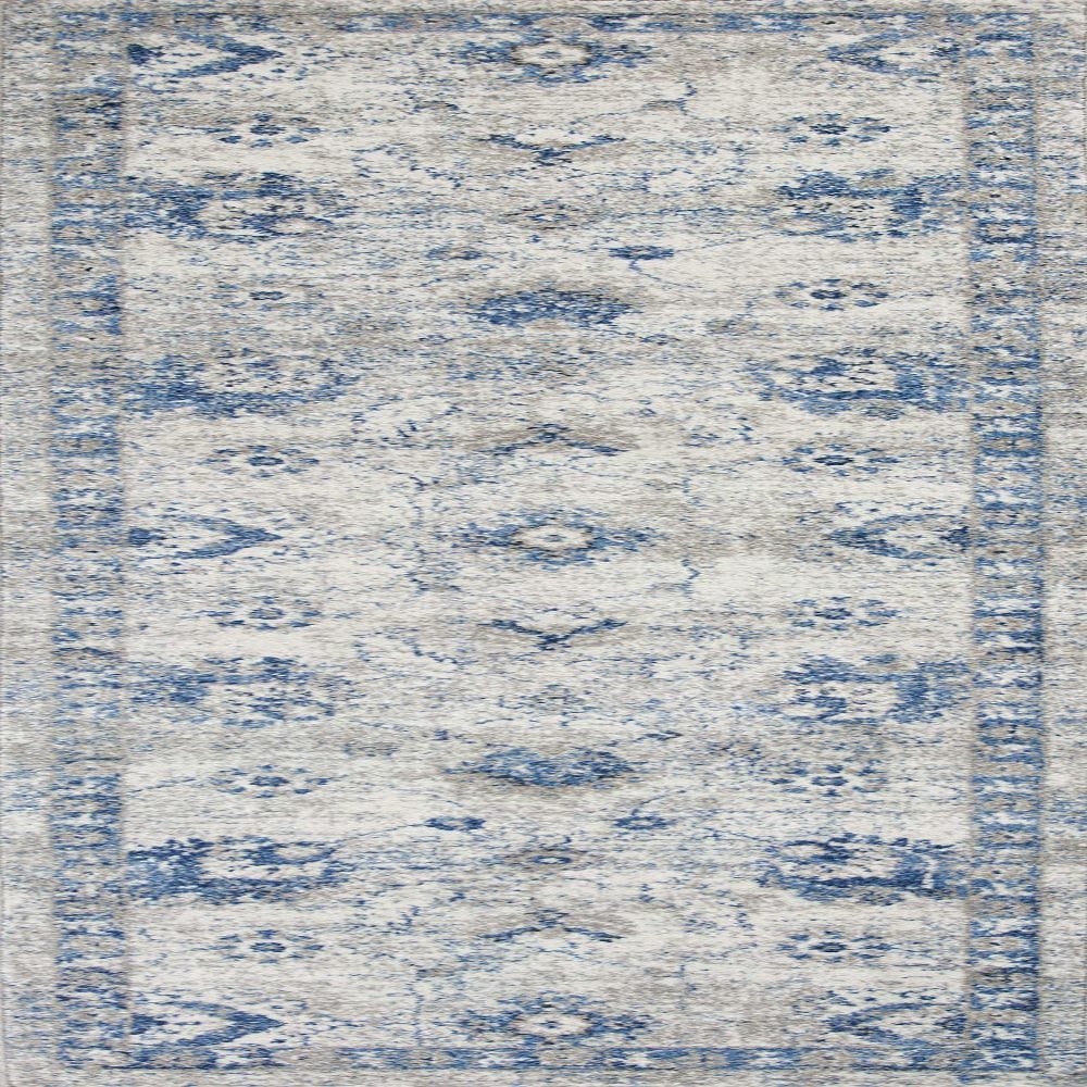 HomeRoots 353704 Bernadette 2 X 7 (ft) Rag Gray Blue Indoor Medallion Runner Rug