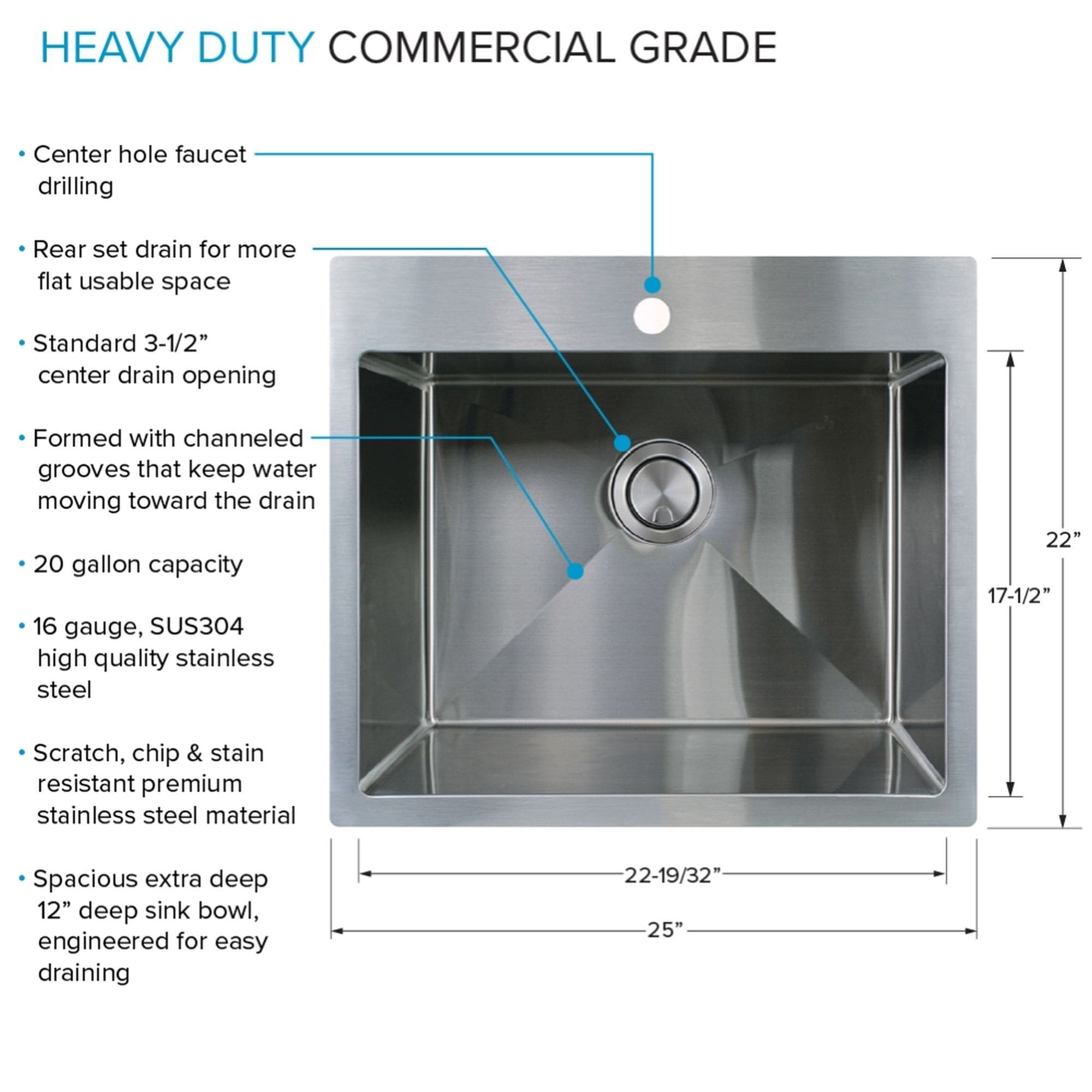 Transolid 22-in x 25-in 1-Basin Satin Brushed Undermount Laundry Sink ...