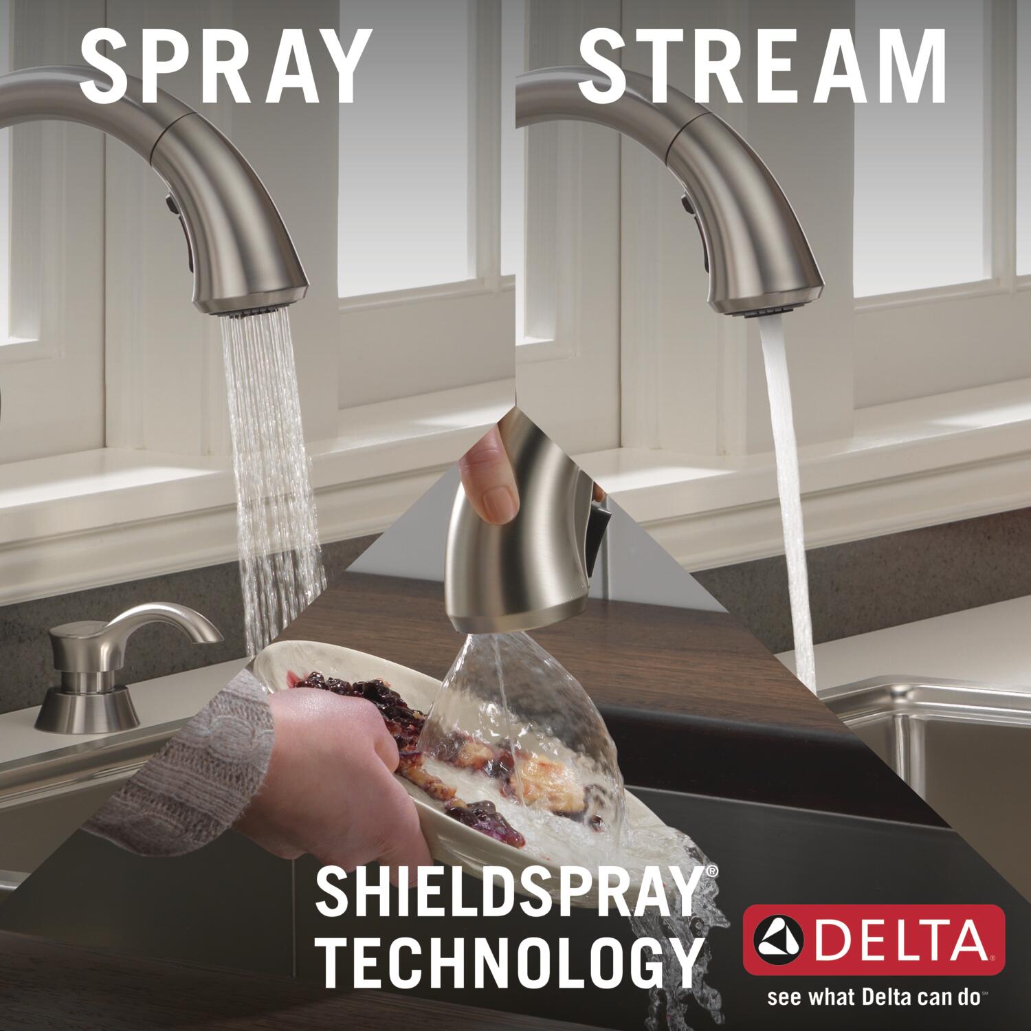 Delta Ashton Stainless Single Handle Pulldown Kitchen Faucet with Deck