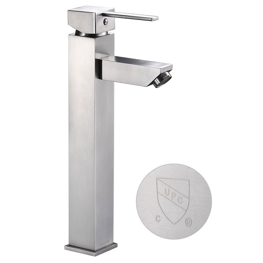 Yescom 81FH1022-H22T-BN-LO Tall Bathroom Faucet Cold and Hot Adjustable Water Temperature for Countertop Vessel Sink Nickel
