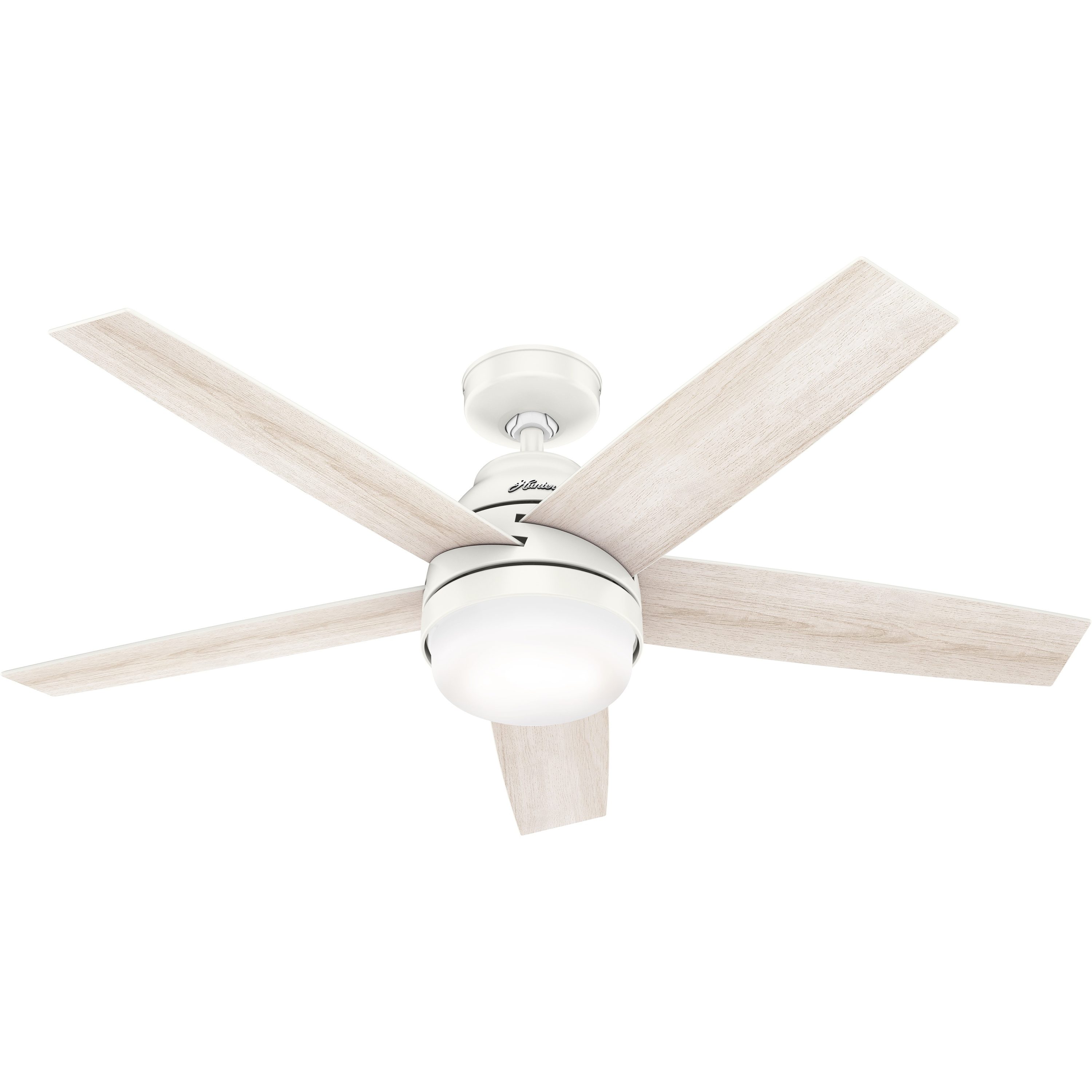 Hunter Exton 52-in Fresh White LED Indoor Smart Ceiling Fan with Light ...