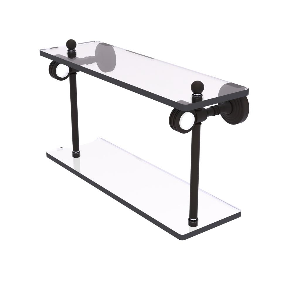 Allied Brass PG-2D-16-ORB Pacific Grove Oil Rubbed Bronze 2 -Tier Wall mount Bathroom Shelf ( 16-in x 9.3-in x 5-in )