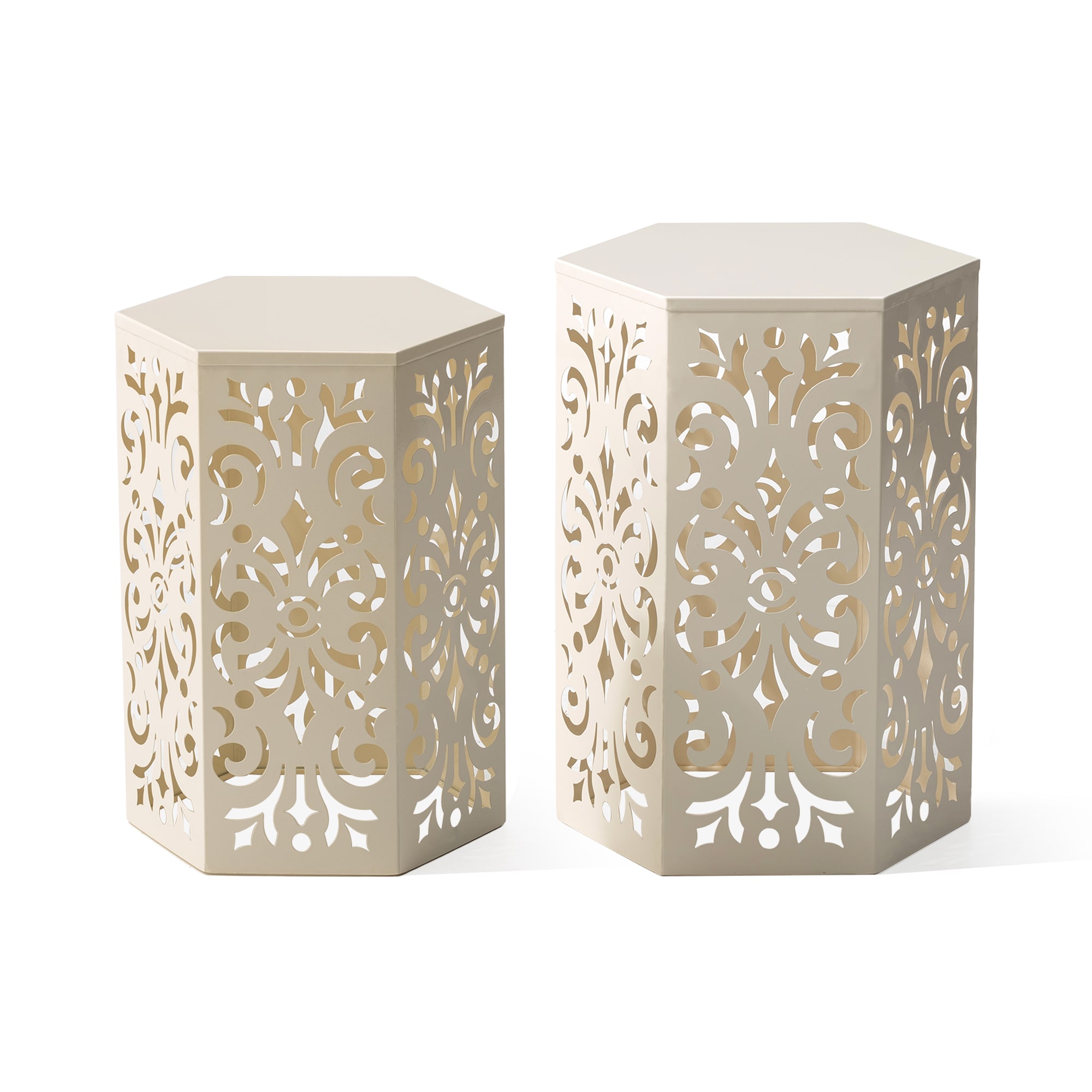 Glitzhome 2029500038 19.25-Inches White Iron Barrel Garden Stool
