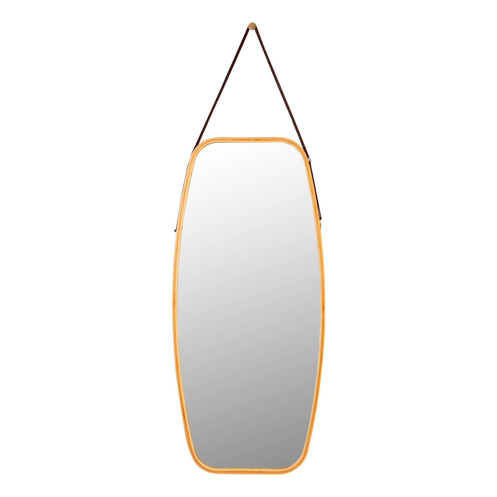 WELLFOR UTS-10634NA 18-in x 39-in Framed Irregular Bathroom Vanity Mirror ( Natural )