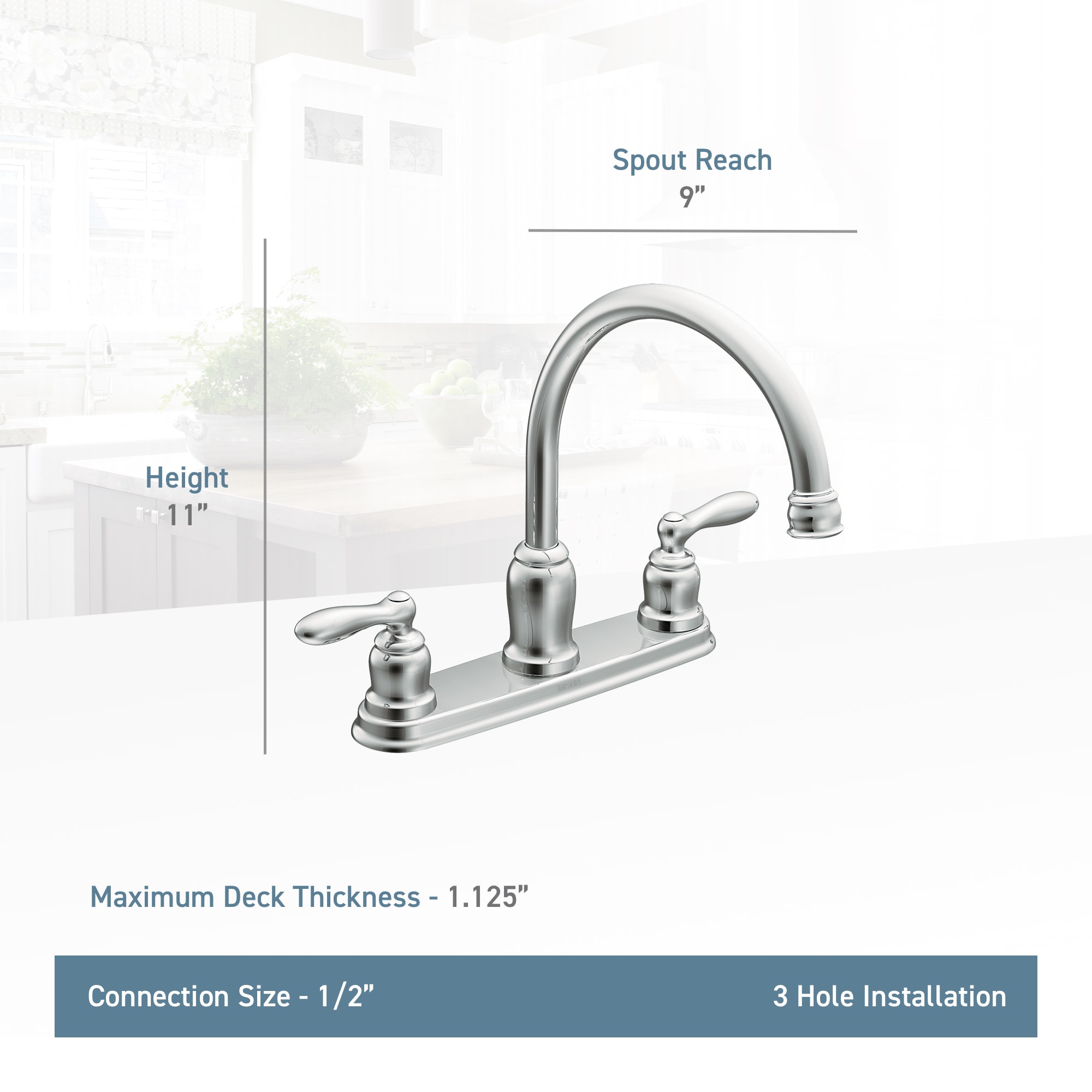 Moen Caldwell Chrome 2-handle High-arc Kitchen Faucet (Deck Plate ...