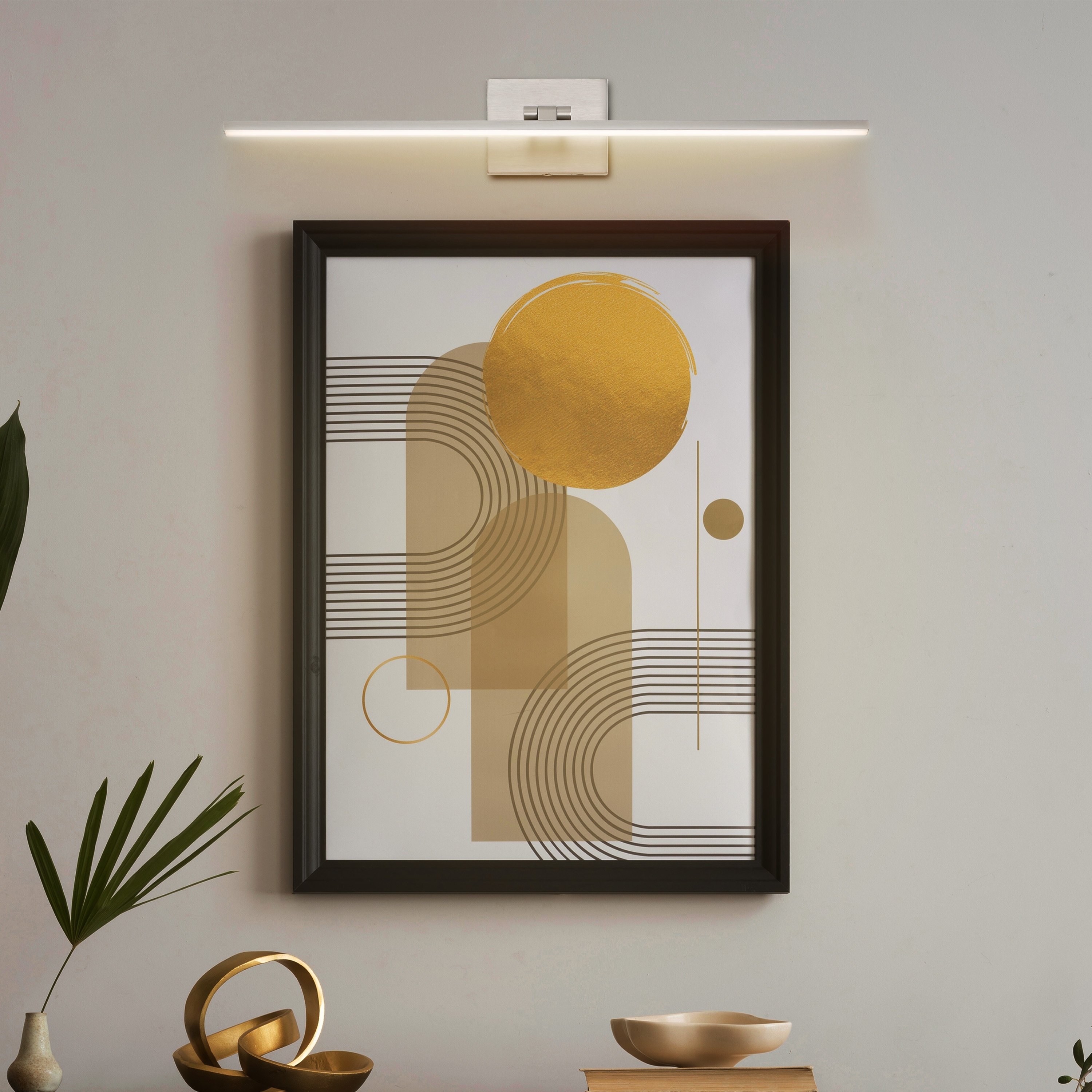 JONATHAN  Y JYL7163D Santino Minimalist Rechargeable Picture Light Touch Sensor 28.00-in W 1 -Light Polished Nickel Integrated LED Wall Sconce