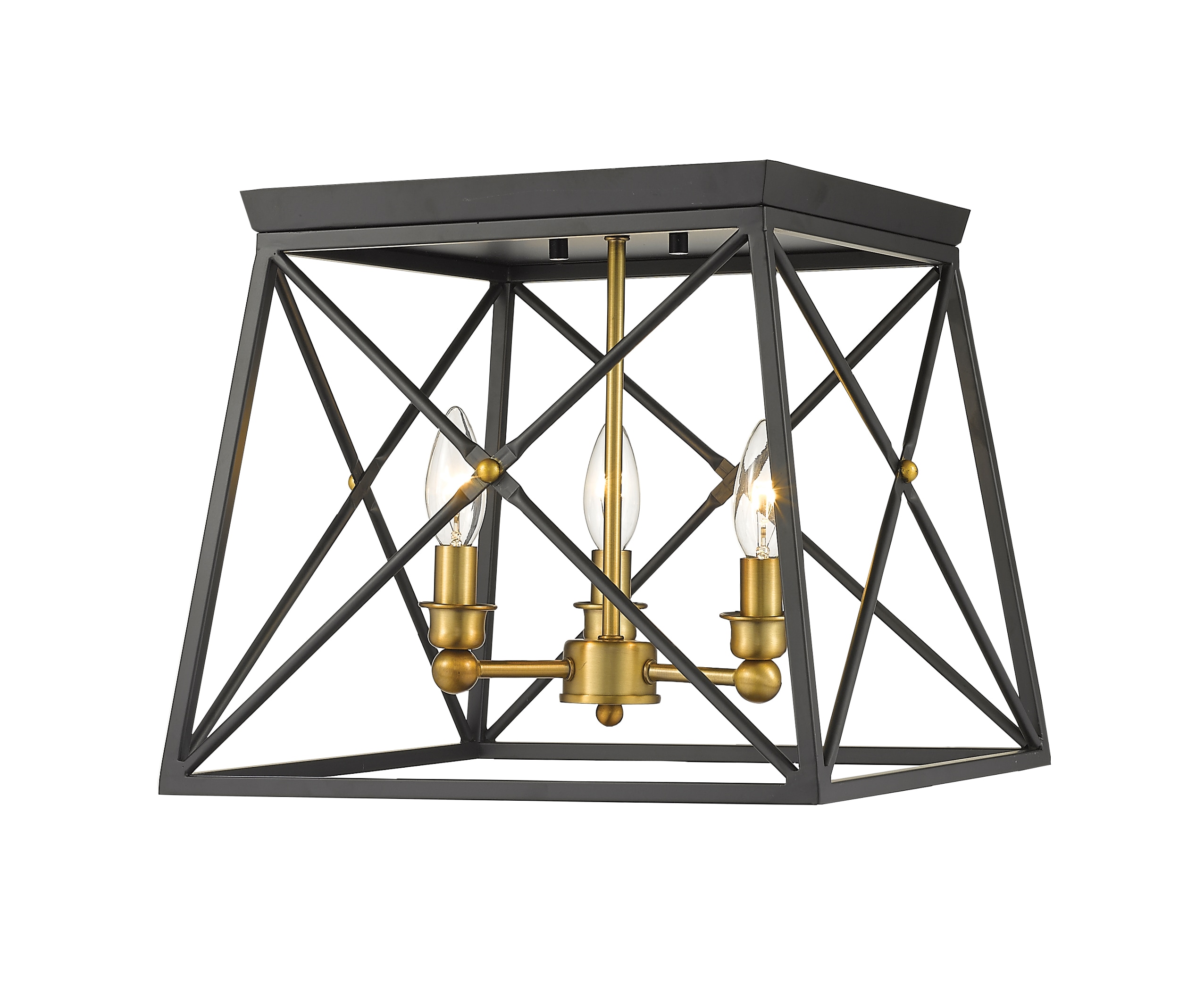 Z-Lite 447F14-MB-OBR Trestle 3 -Light 14-in Matte Multiple colors/finishes Flush Mount Light