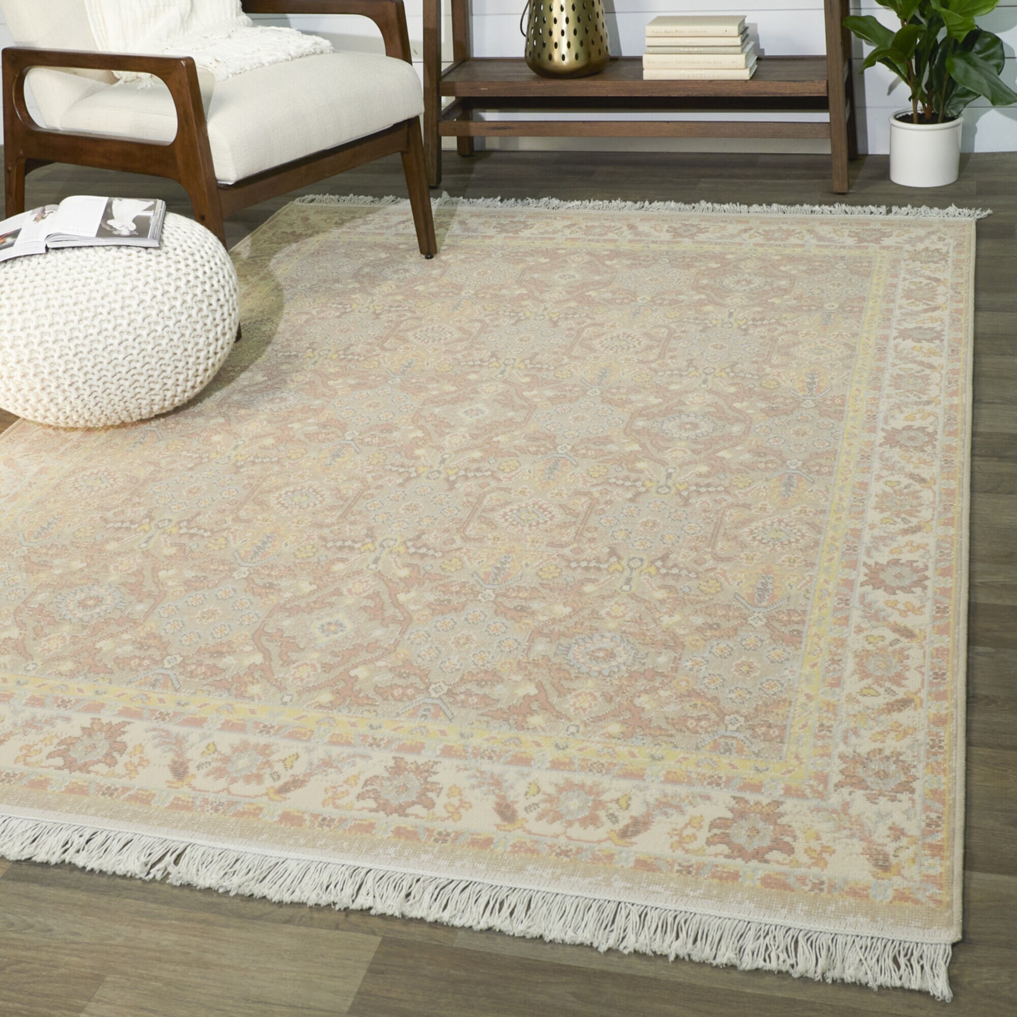 Balta 3091331 5 x 6 (ft) Polyester/Polypropylene Pale Pink Rectangular Indoor Medallion Oriental Area rug
