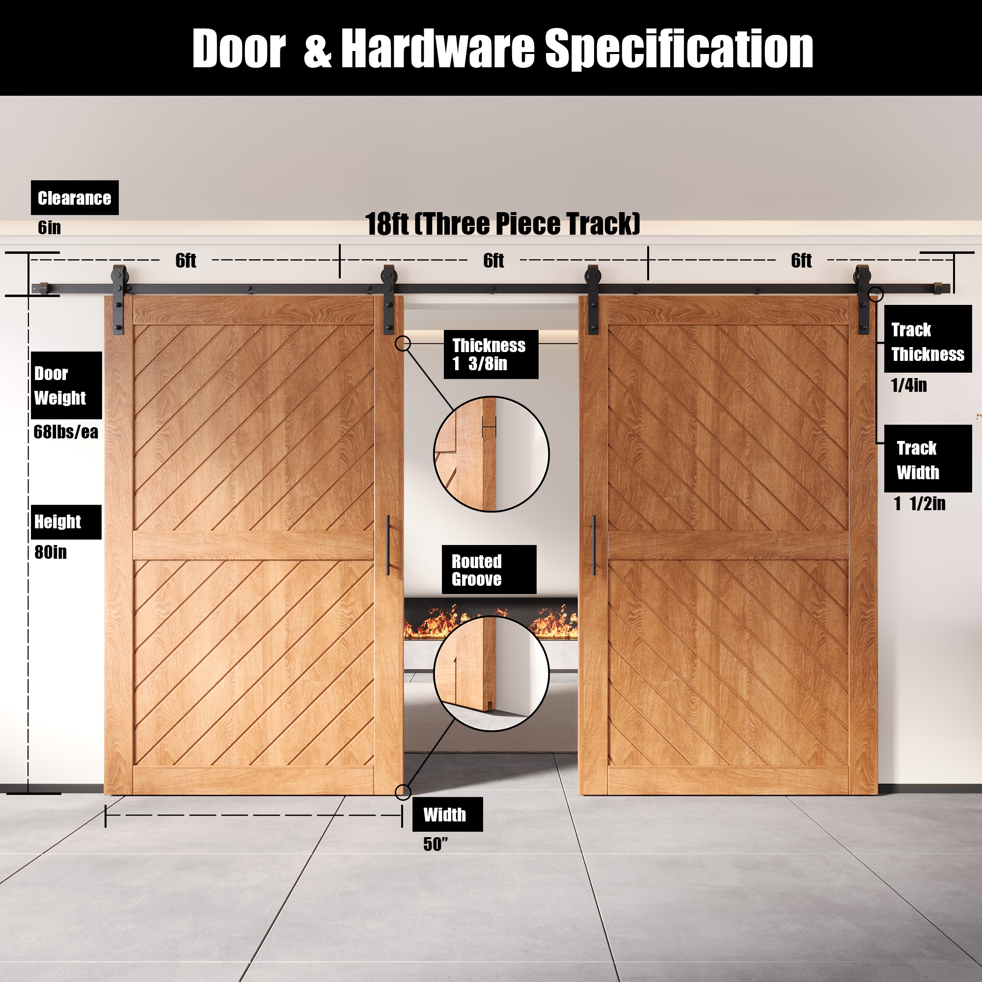 HOMACER YT2H216C-XT1-5080-EA Barn-Doors - View #2