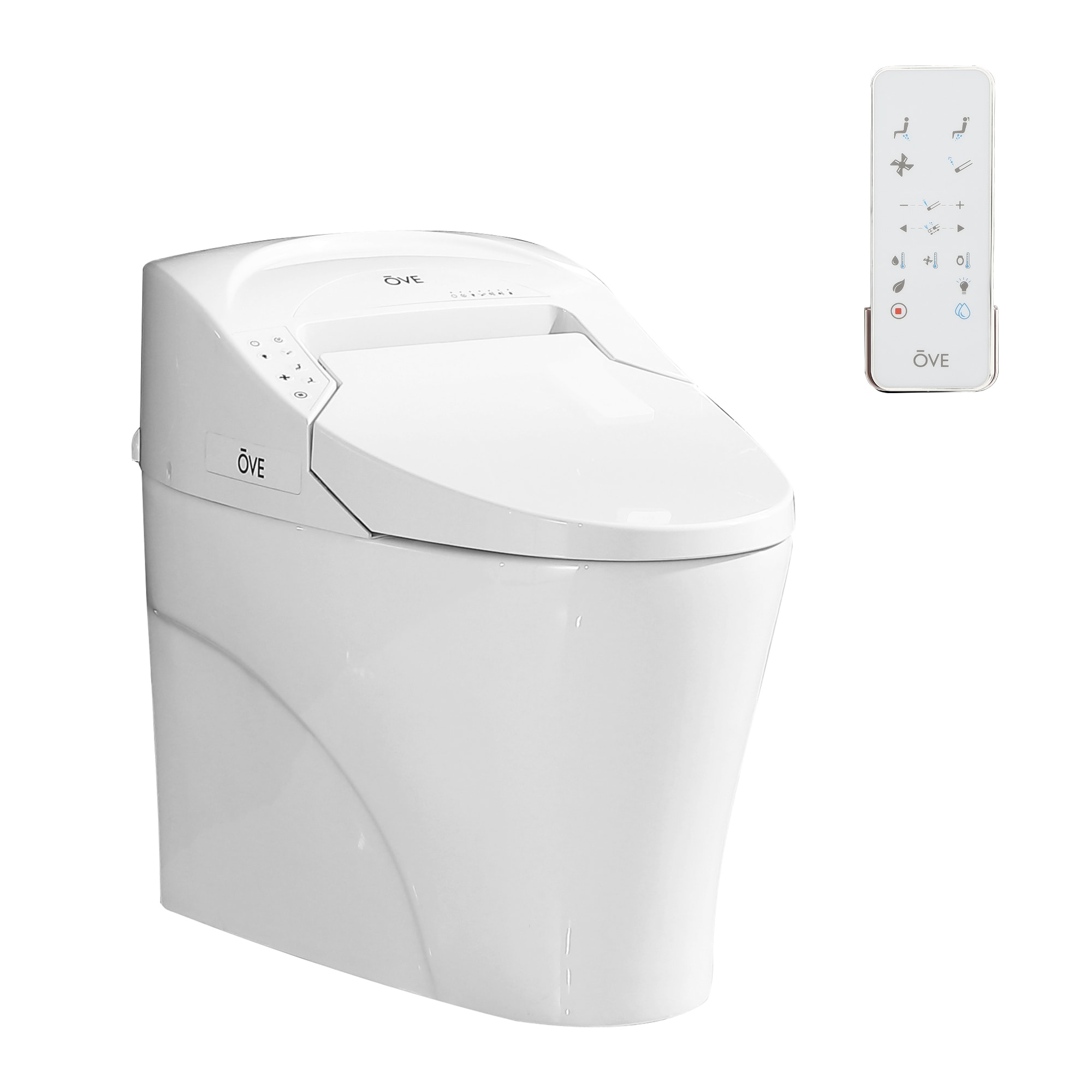 OVE Decors Virtuoso White Touchless Flush Elongated Chair Height Smart WaterSense Soft Close Toilet 12-in Rough-In with Bidet 1.28-GPF Rubber -  15WST-SAGA32-WHT