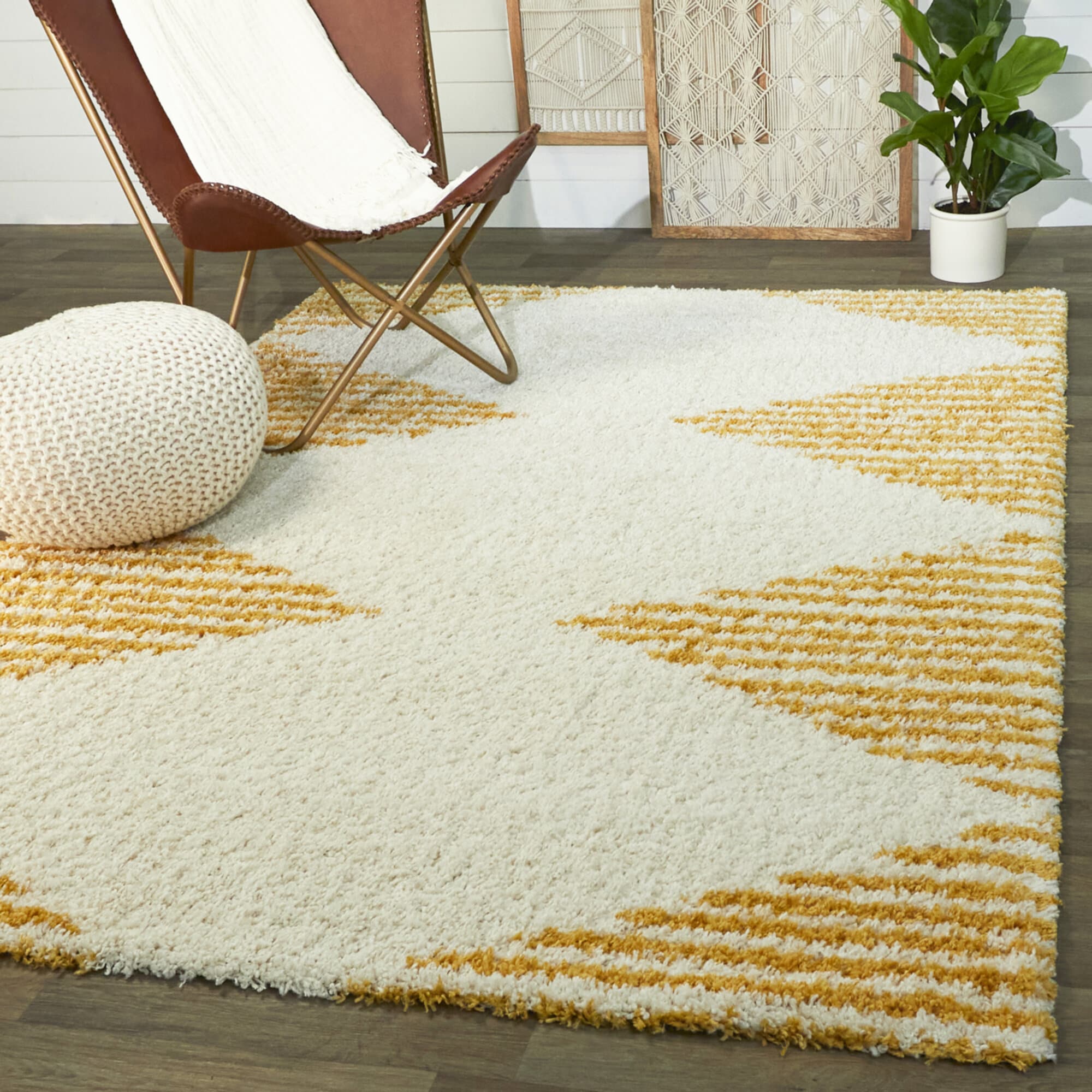 Balta 3018992 Hughes 8 x 10 (ft) Loomed Polypropylene Orange Rectangular Indoor Stripe Bohemian/Eclectic Area rug