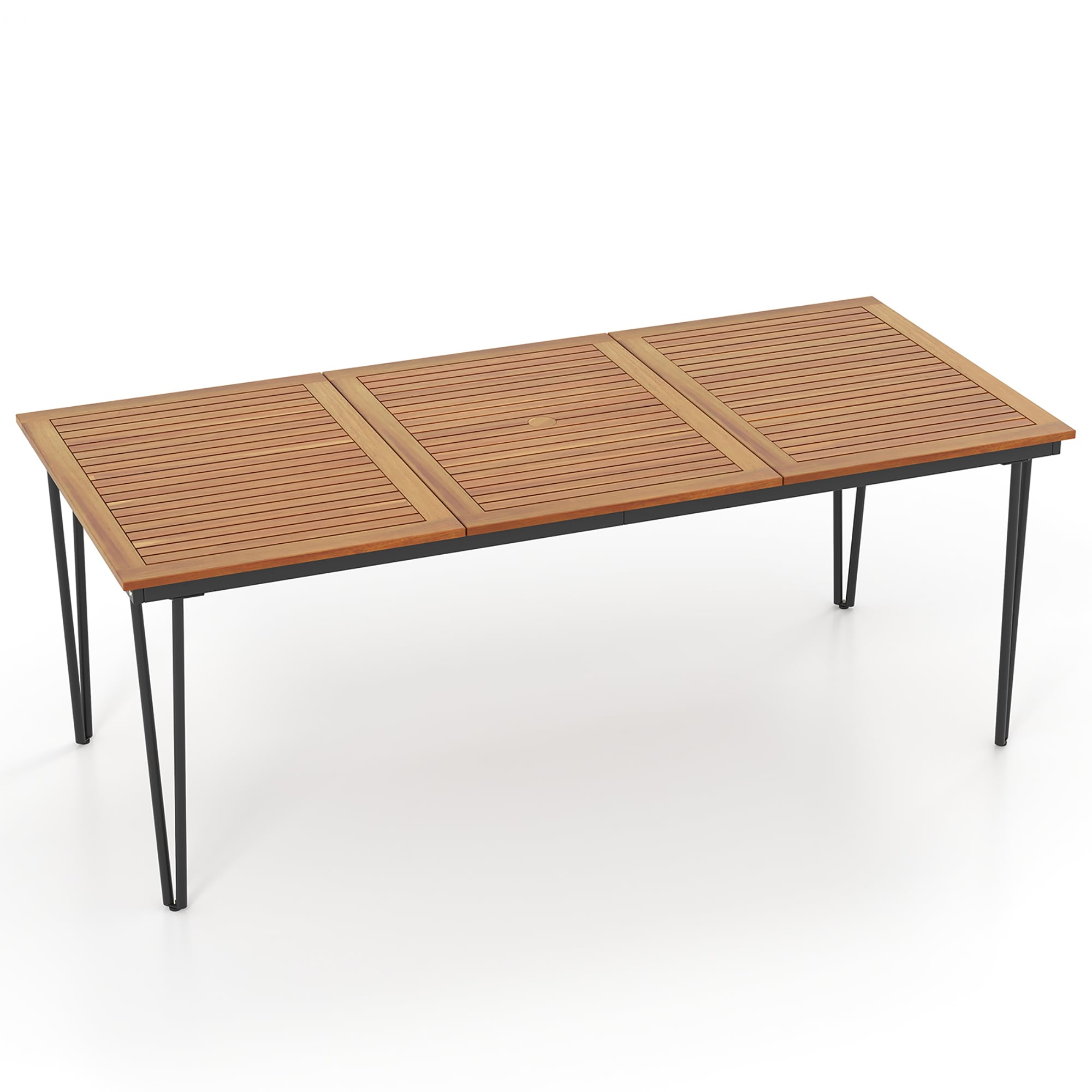 Costway LWS00070 Rectangle Dining 35.5-in W x 79-in L with Umbrella Hole