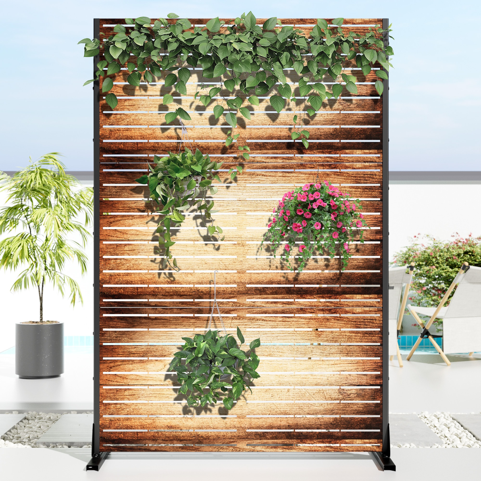 Dovelina 72-in H x 47-in W x 16-in D Metal Privacy Screen Fence Panel Stylish Pattern