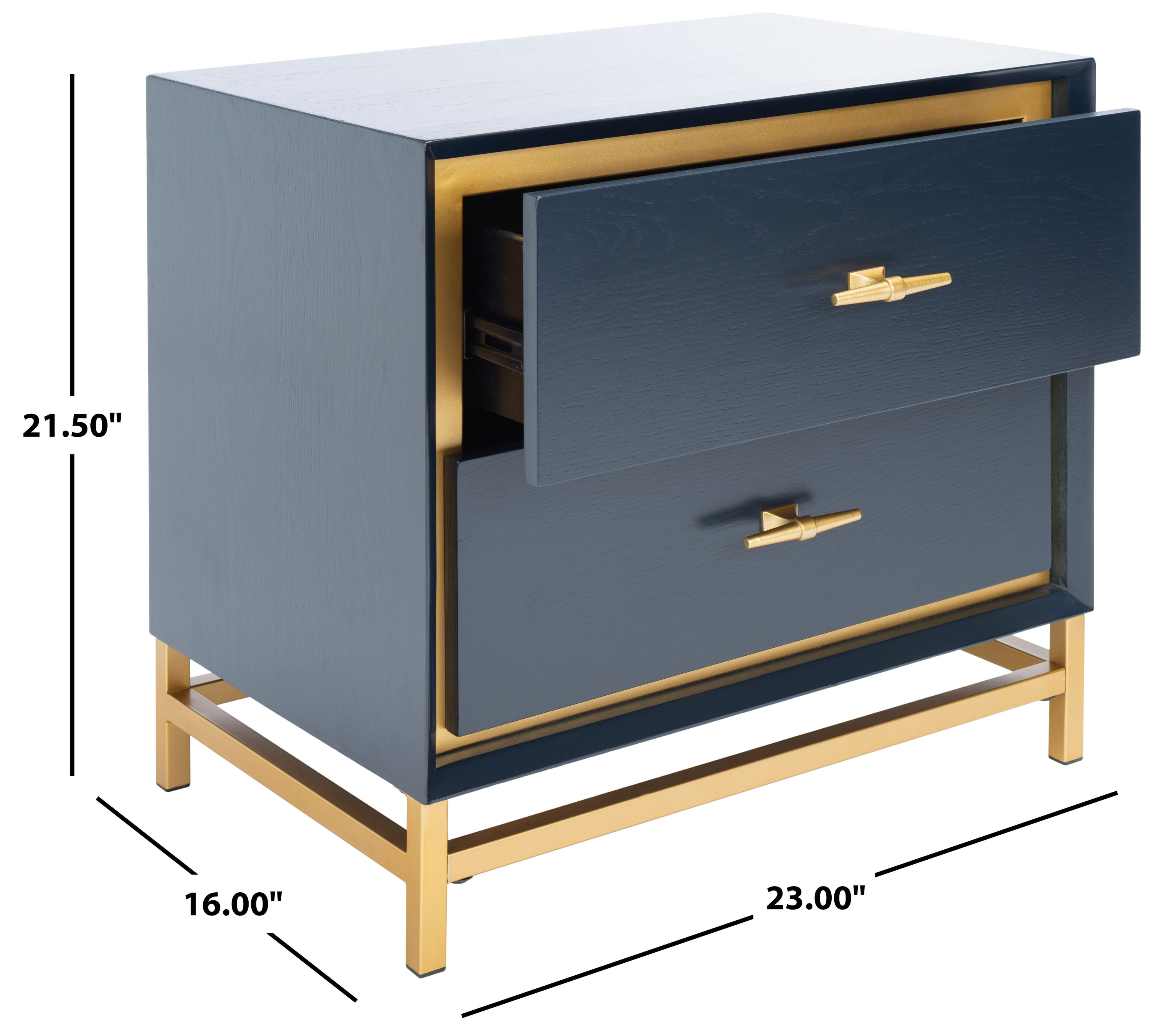 Fenno Artisanal Teal & Brass 2-Drawer Nightstand