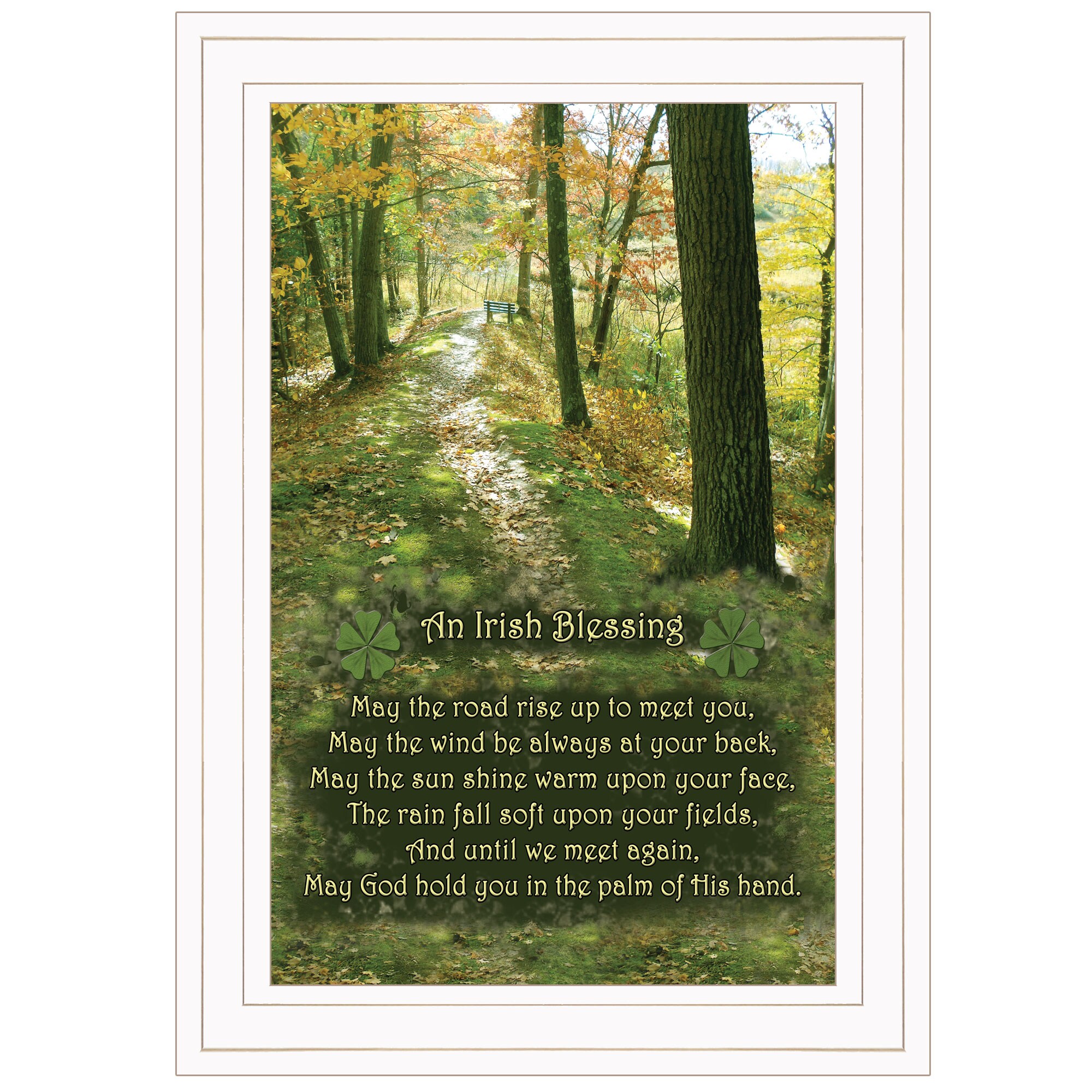 Trendy Decor 4U ME34A-226G Irish Blessing White Wood Framed 15-in H x 11-in W Inspirational Paper Print
