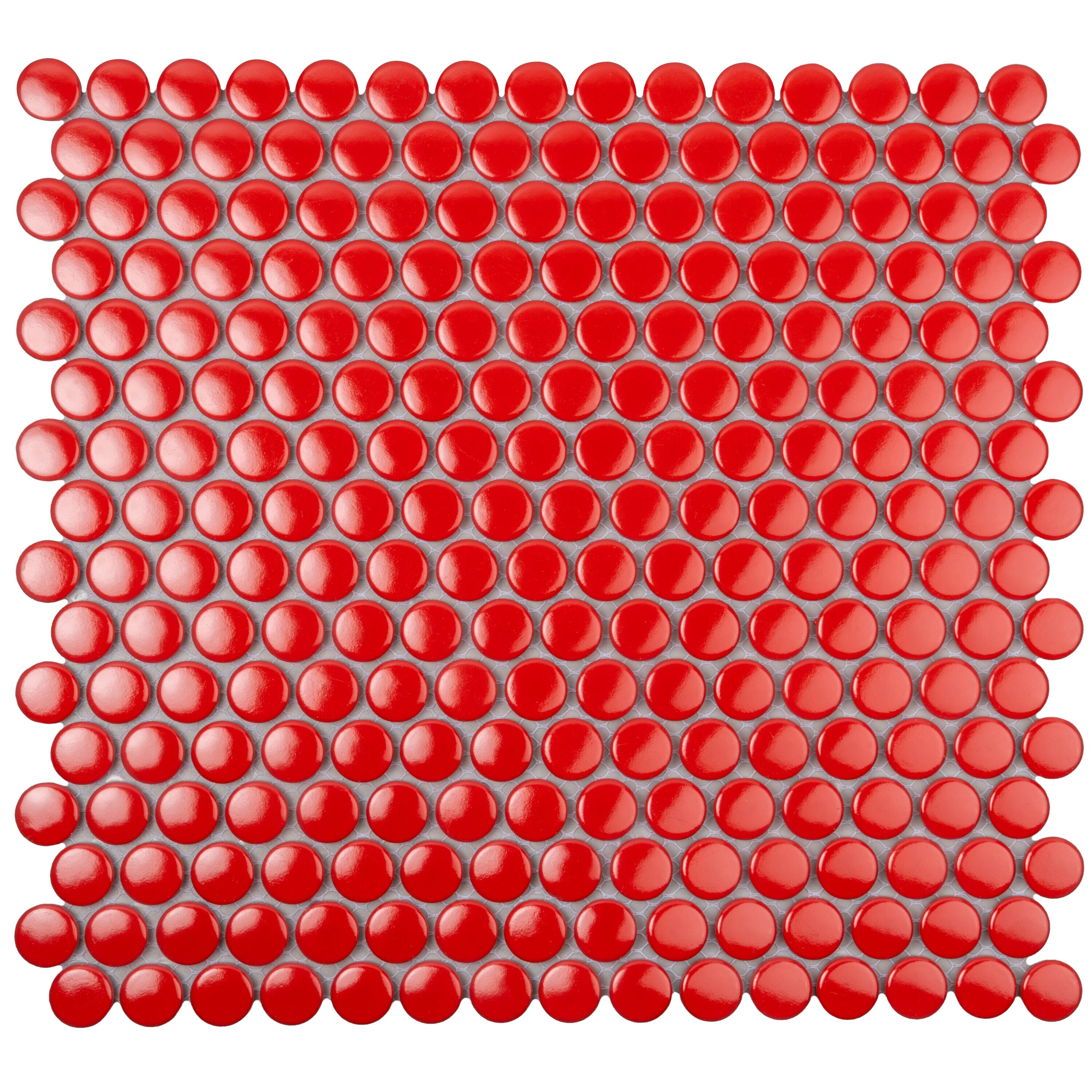 Apollo Tile ORB88017RDGA Cirkel Red 12-in x 12-in Glossy Porcelain Patterned Penny Mosaic Floor and Wall Tile (9.87-sq. ft/ Carton)