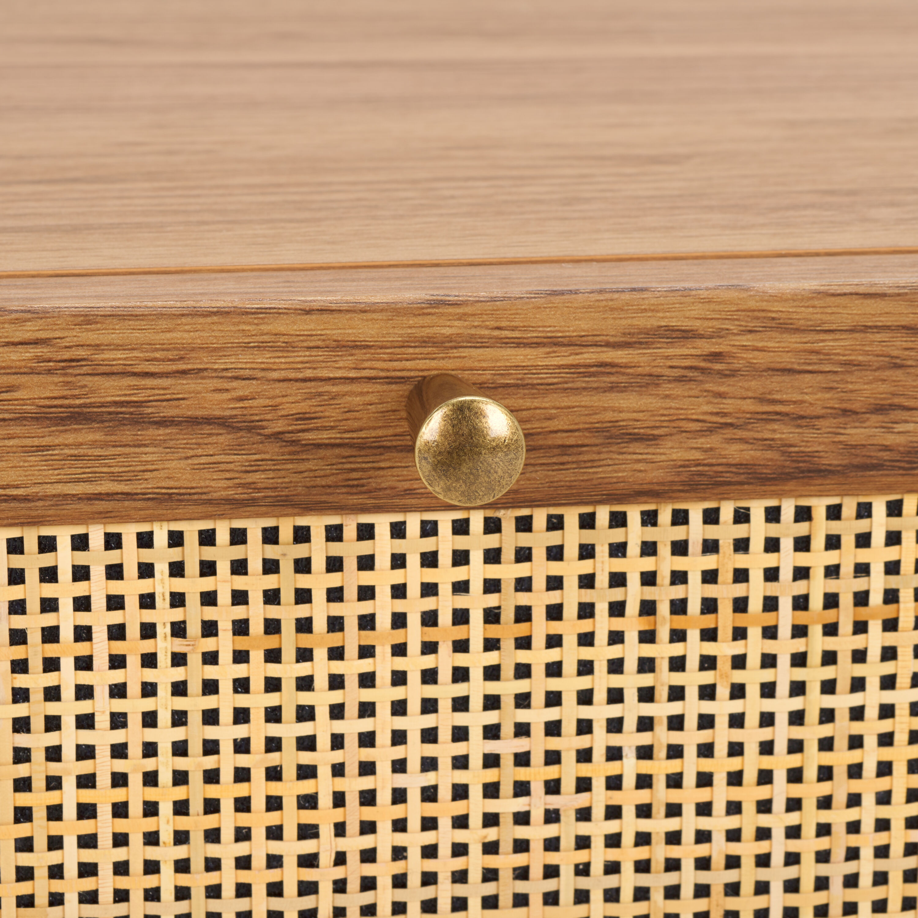 Aino Oak Natural 1-Drawer Nightstand with Rattan Mesh