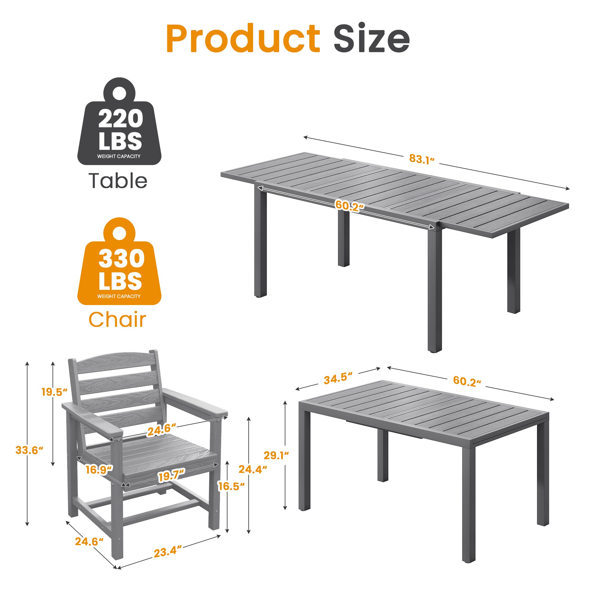 Serwall LS-JYSSCZY05-GY Patio-Dining-Sets - View #2